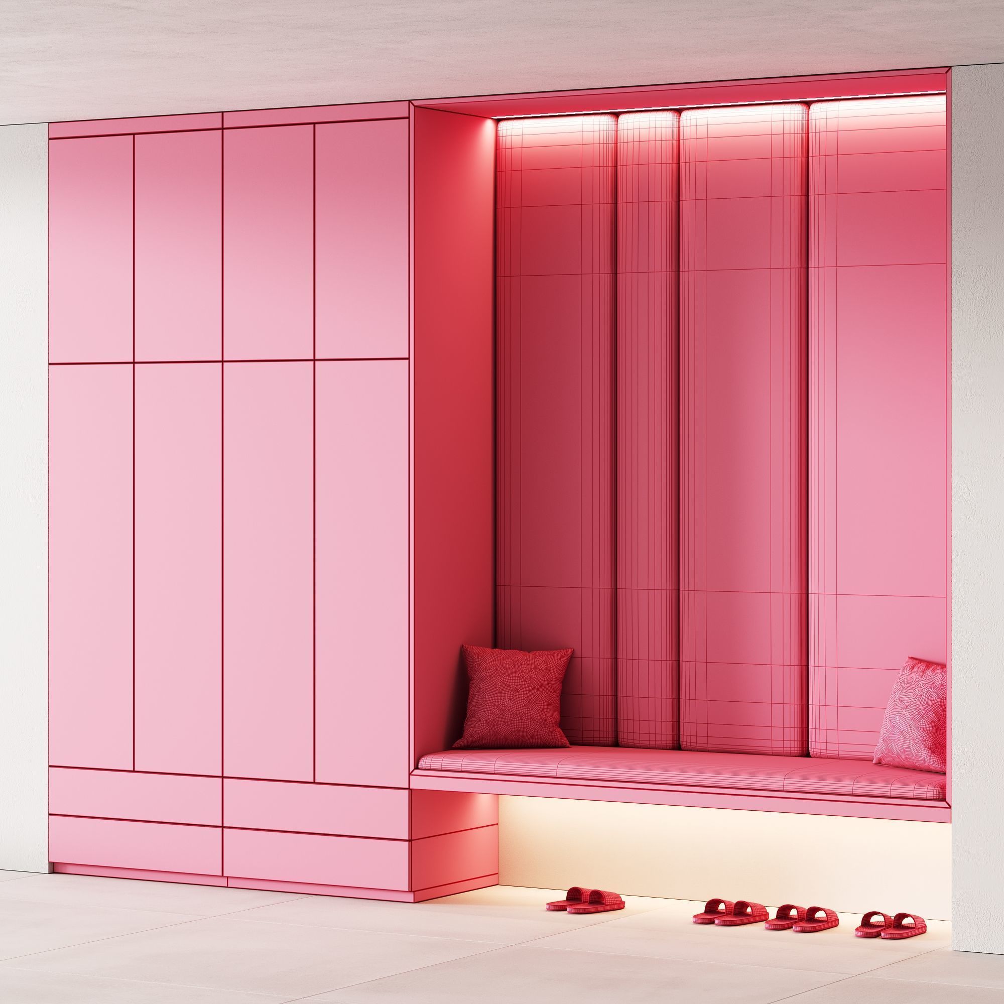 509 hallway zone 12 minimal modular soft wall panels hall niche 3D model_5