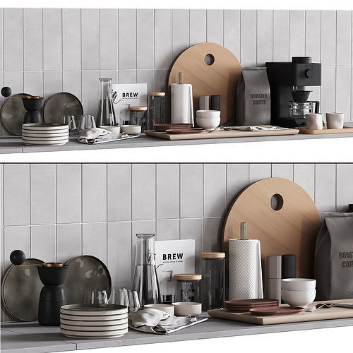 511 kitchen decor set accessories 08 dishes 3D model