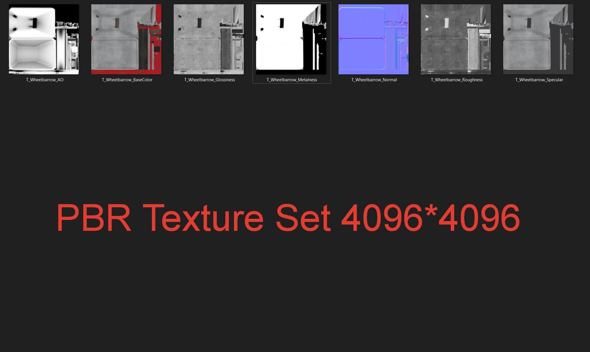 Wheelbarrow PBR Low-poly 3D model_9