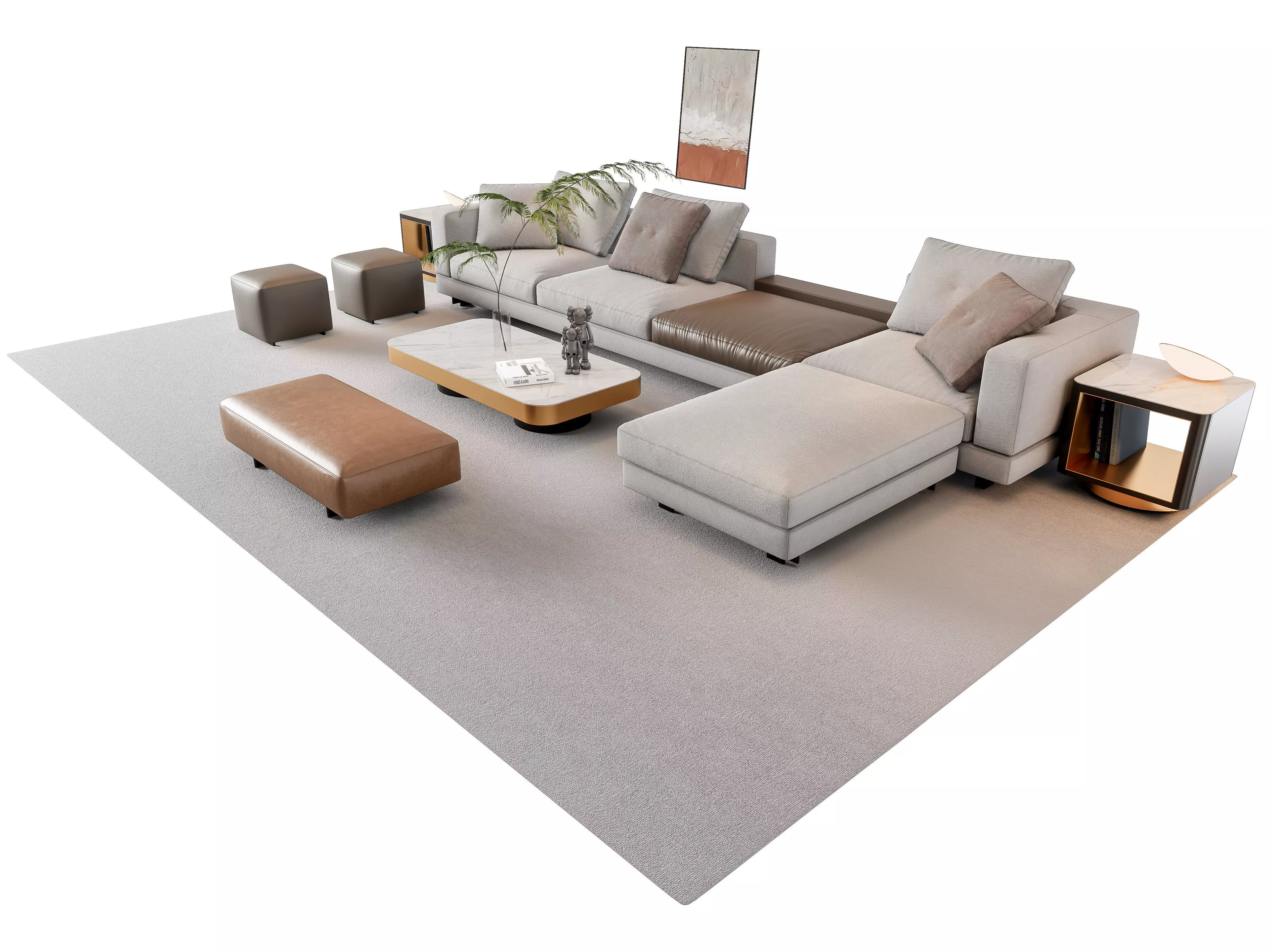 Sofa Coffee table sofa combination 16 3D model_0