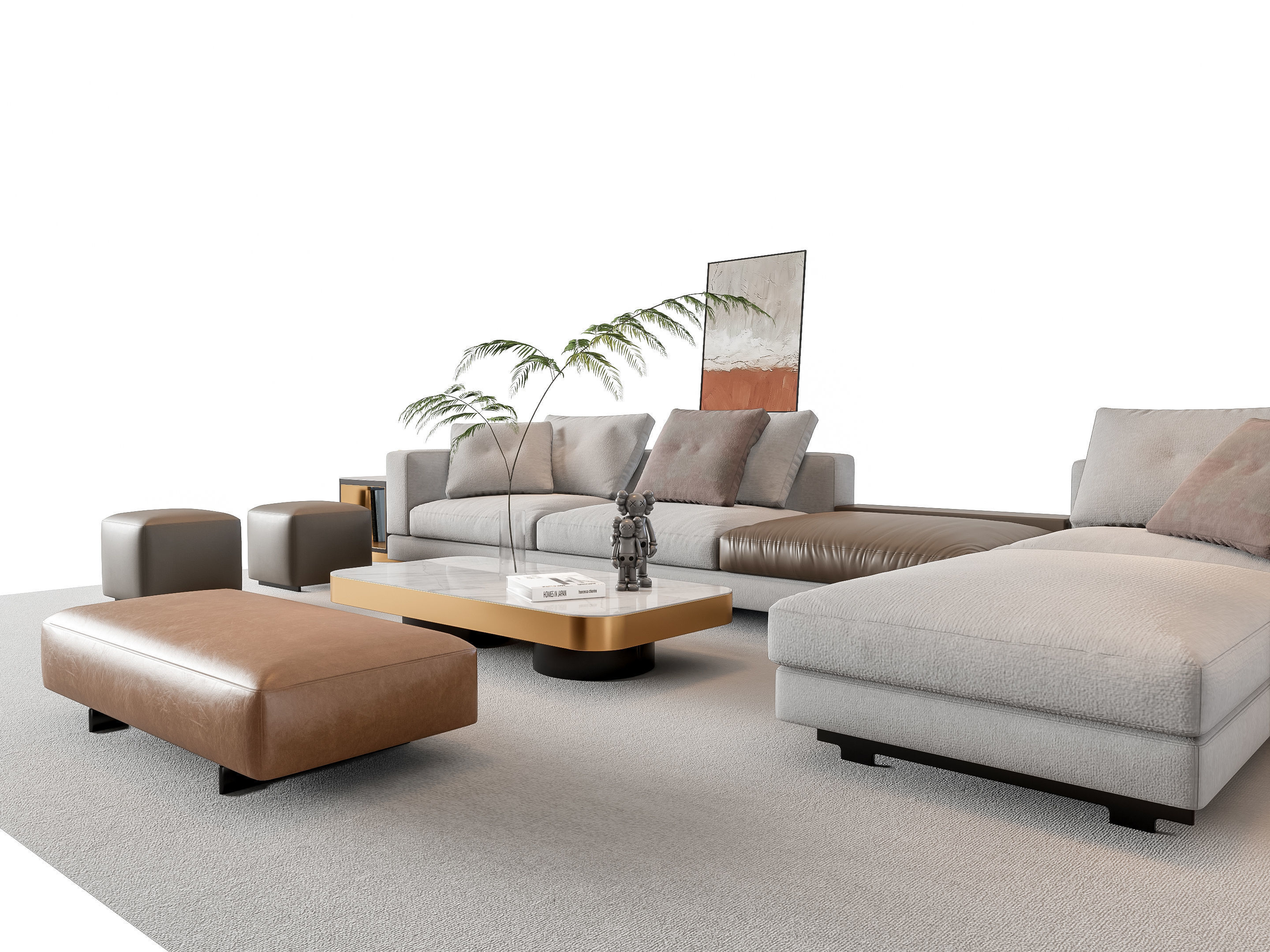Sofa Coffee table sofa combination 16 3D model_4