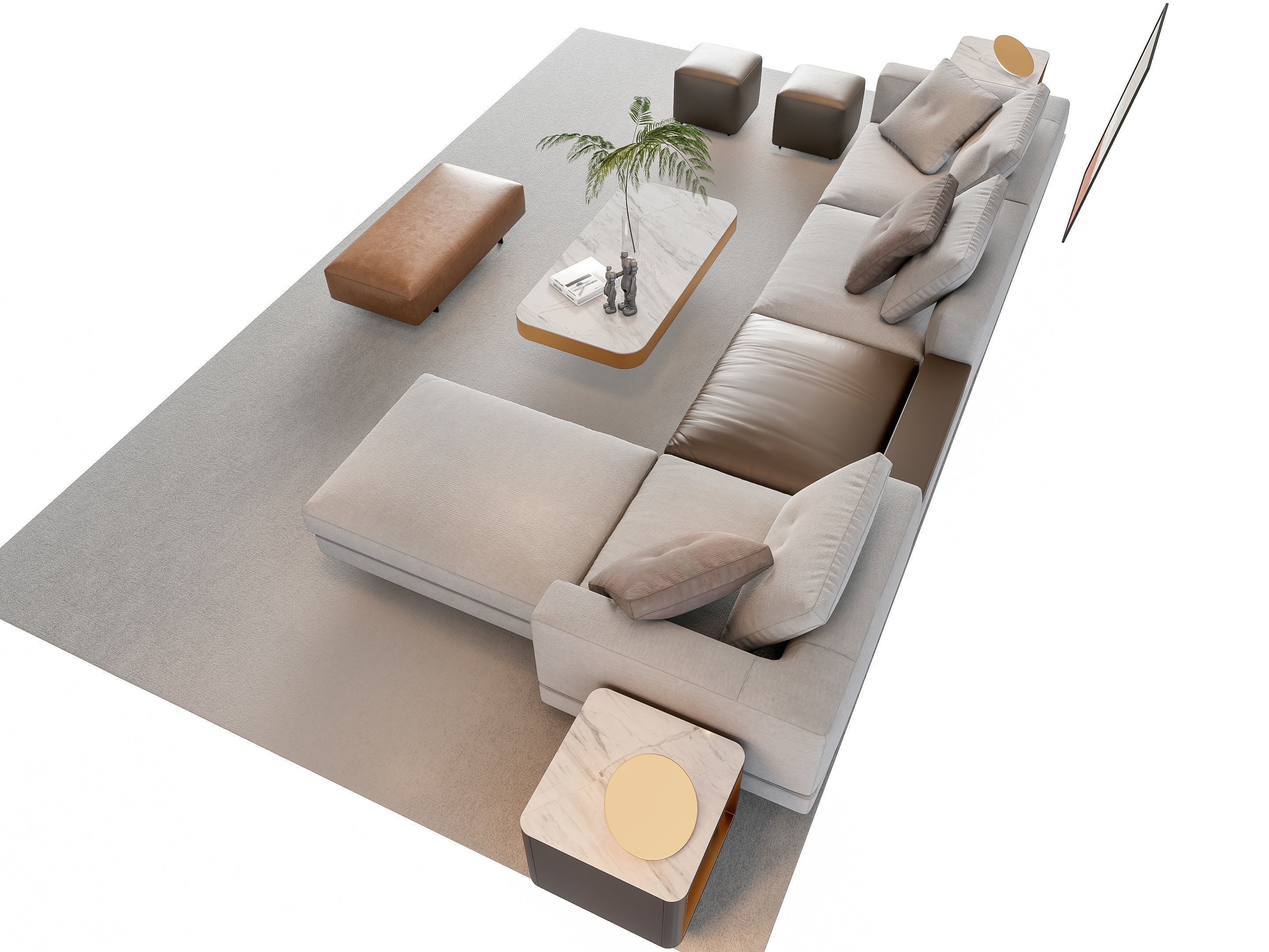 Sofa Coffee table sofa combination 16 3D model_3