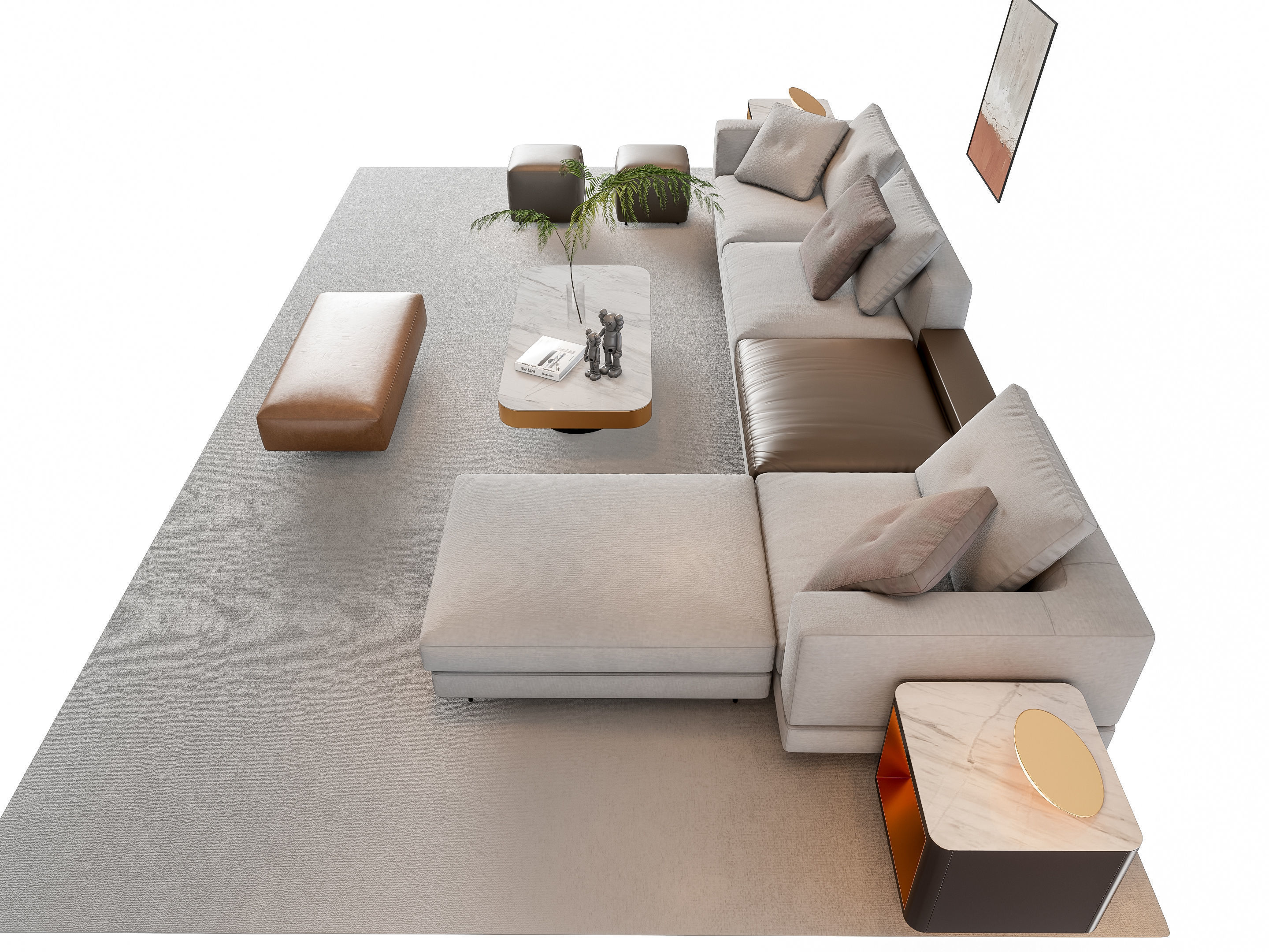 Sofa Coffee table sofa combination 16 3D model_12