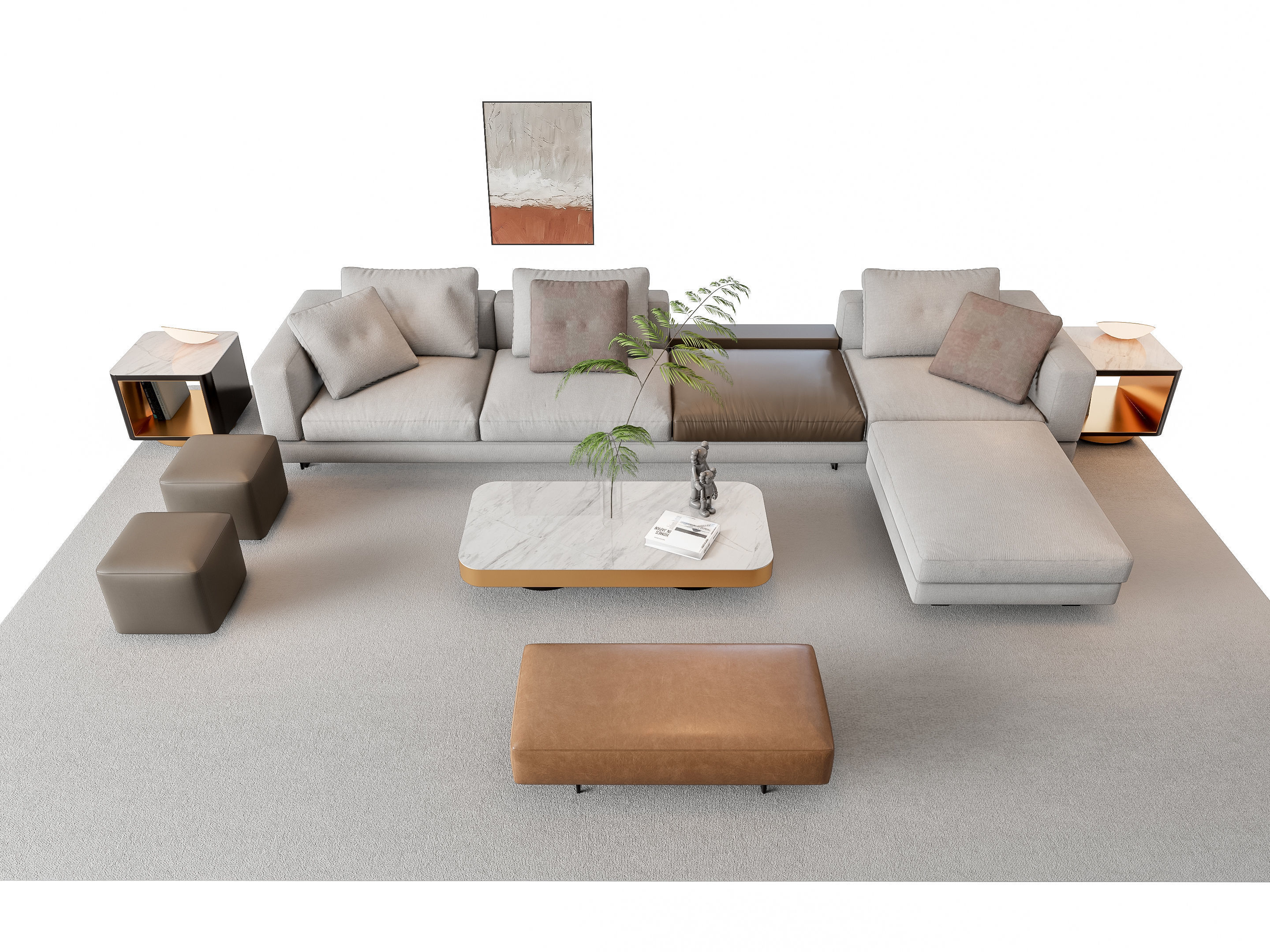 Sofa Coffee table sofa combination 16 3D model_5