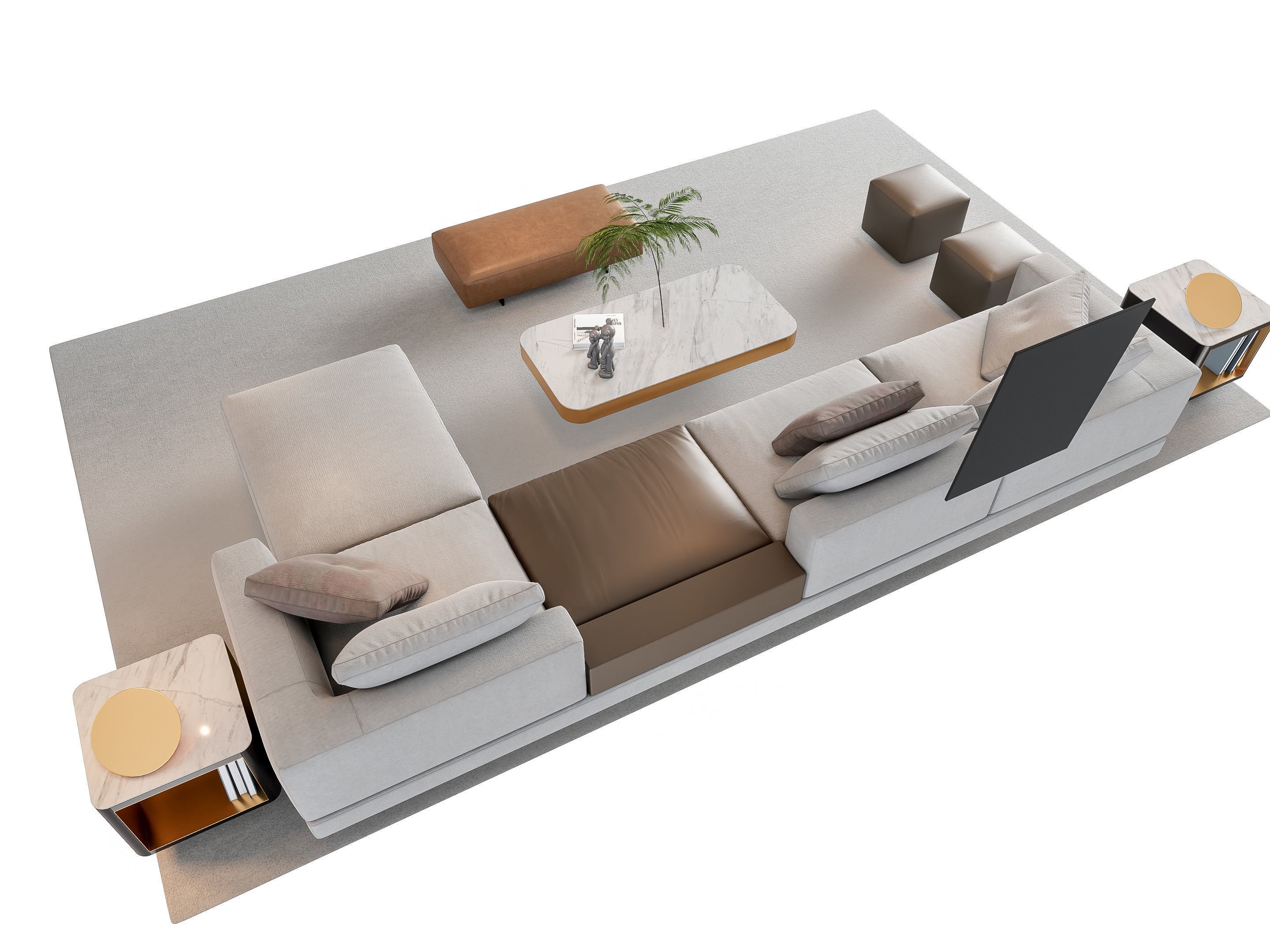 Sofa Coffee table sofa combination 16 3D model_7
