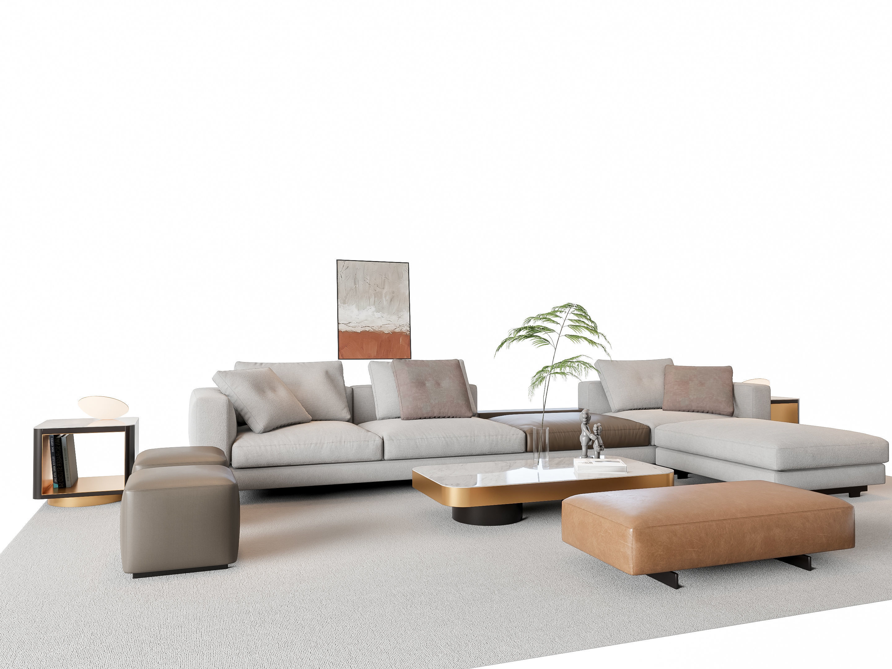 Sofa Coffee table sofa combination 16 3D model_17