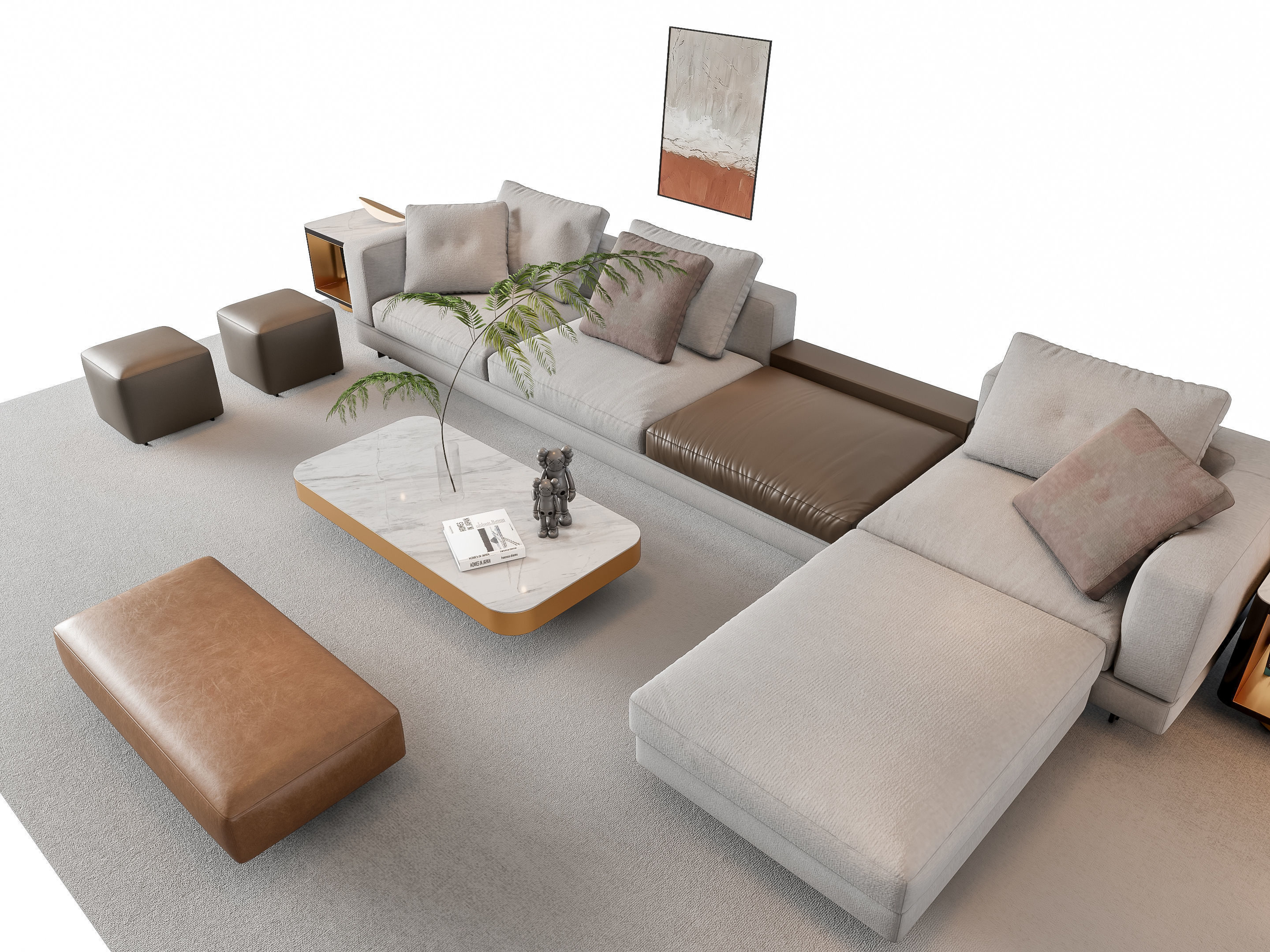 Sofa Coffee table sofa combination 16 3D model_9