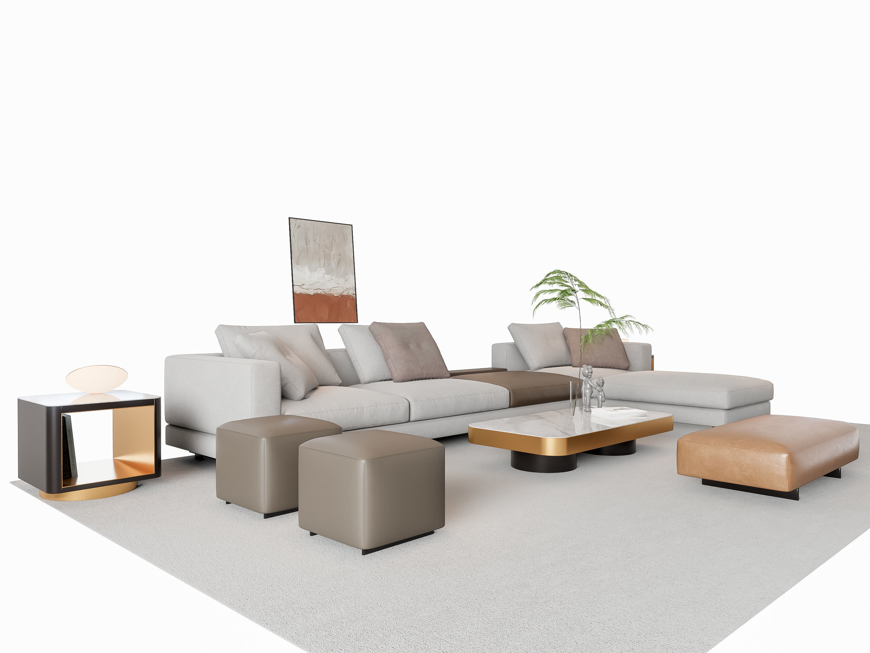 Sofa Coffee table sofa combination 16 3D model_10