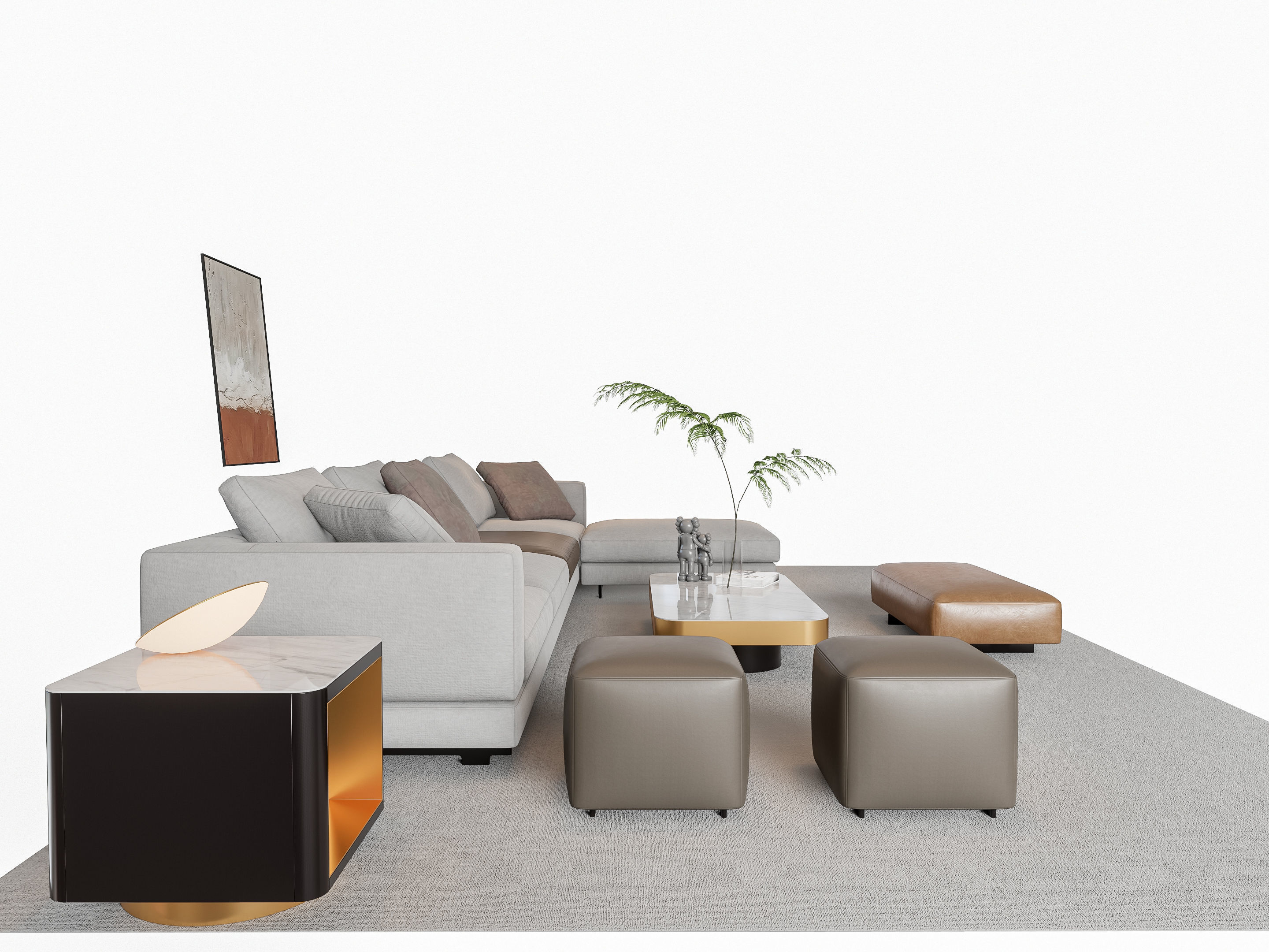 Sofa Coffee table sofa combination 16 3D model_14