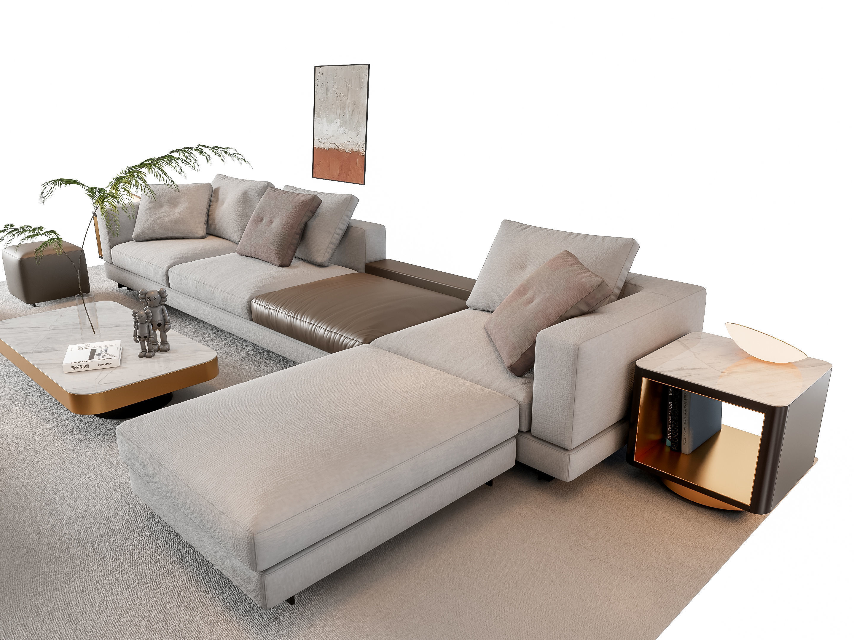 Sofa Coffee table sofa combination 16 3D model_1