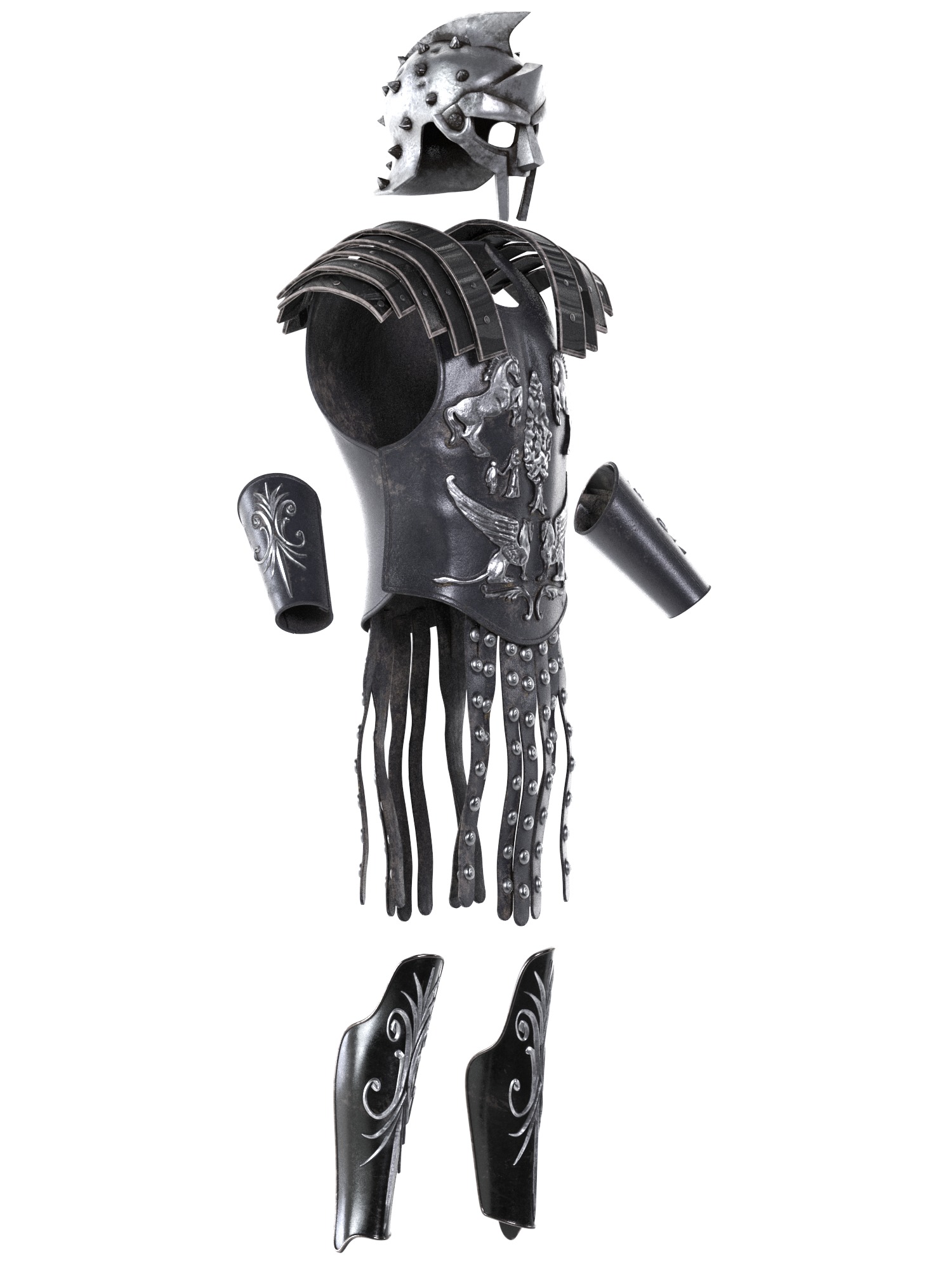 Gladiator Maximus armor helmet 3d Print model stl set 3D print model_3