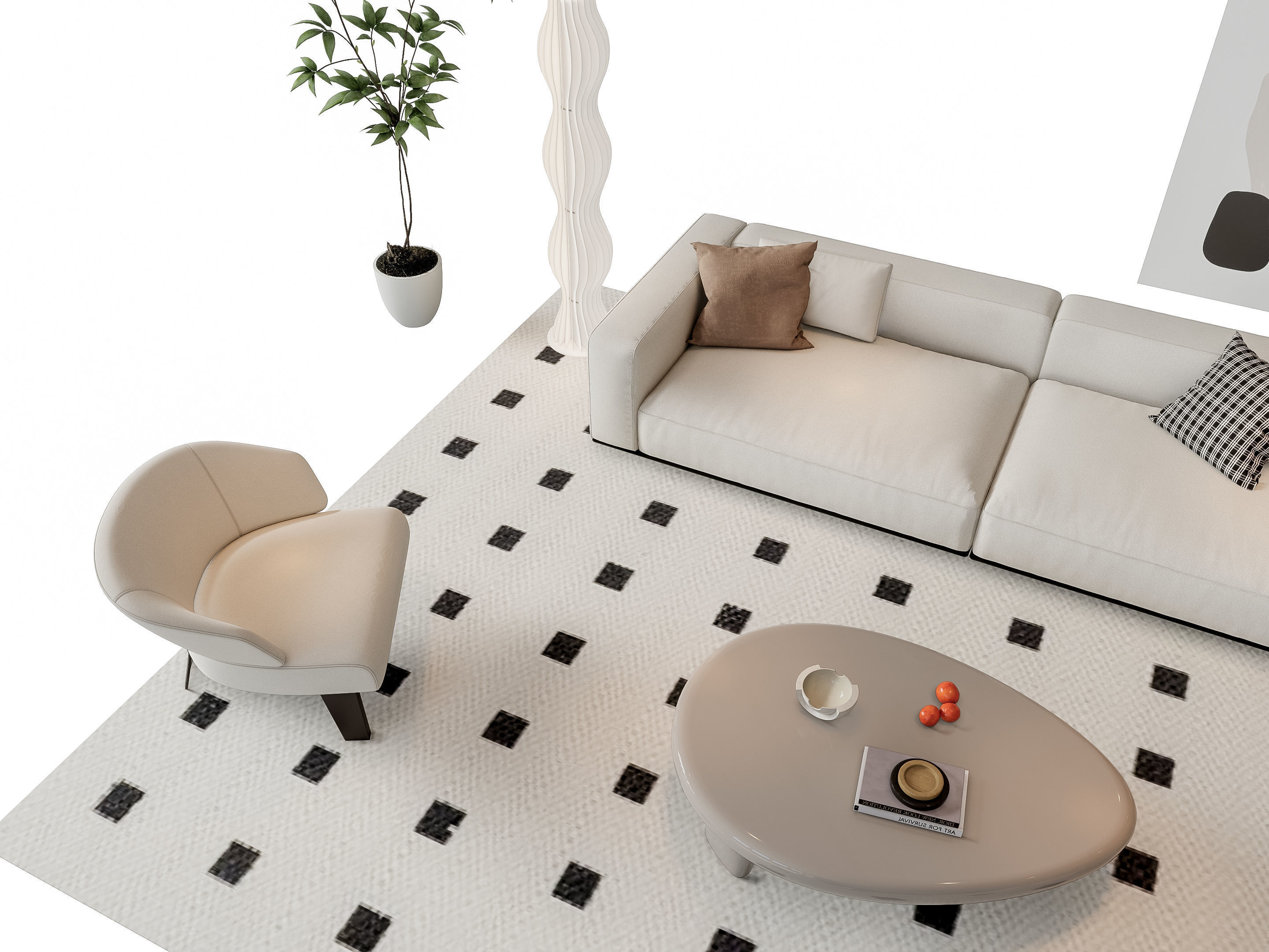 Sofa Coffee table sofa combination 19 3D model_2
