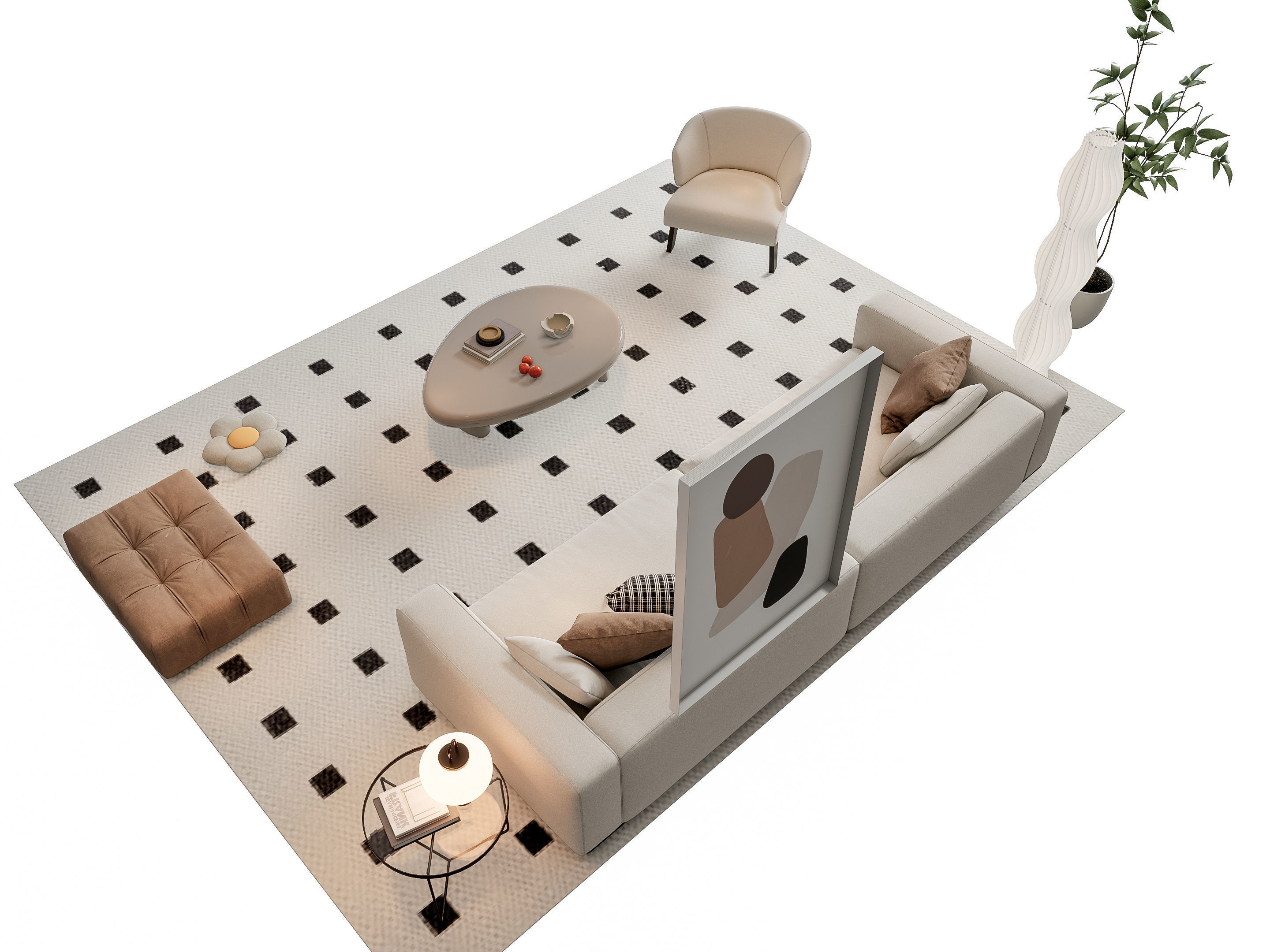 Sofa Coffee table sofa combination 19 3D model_8