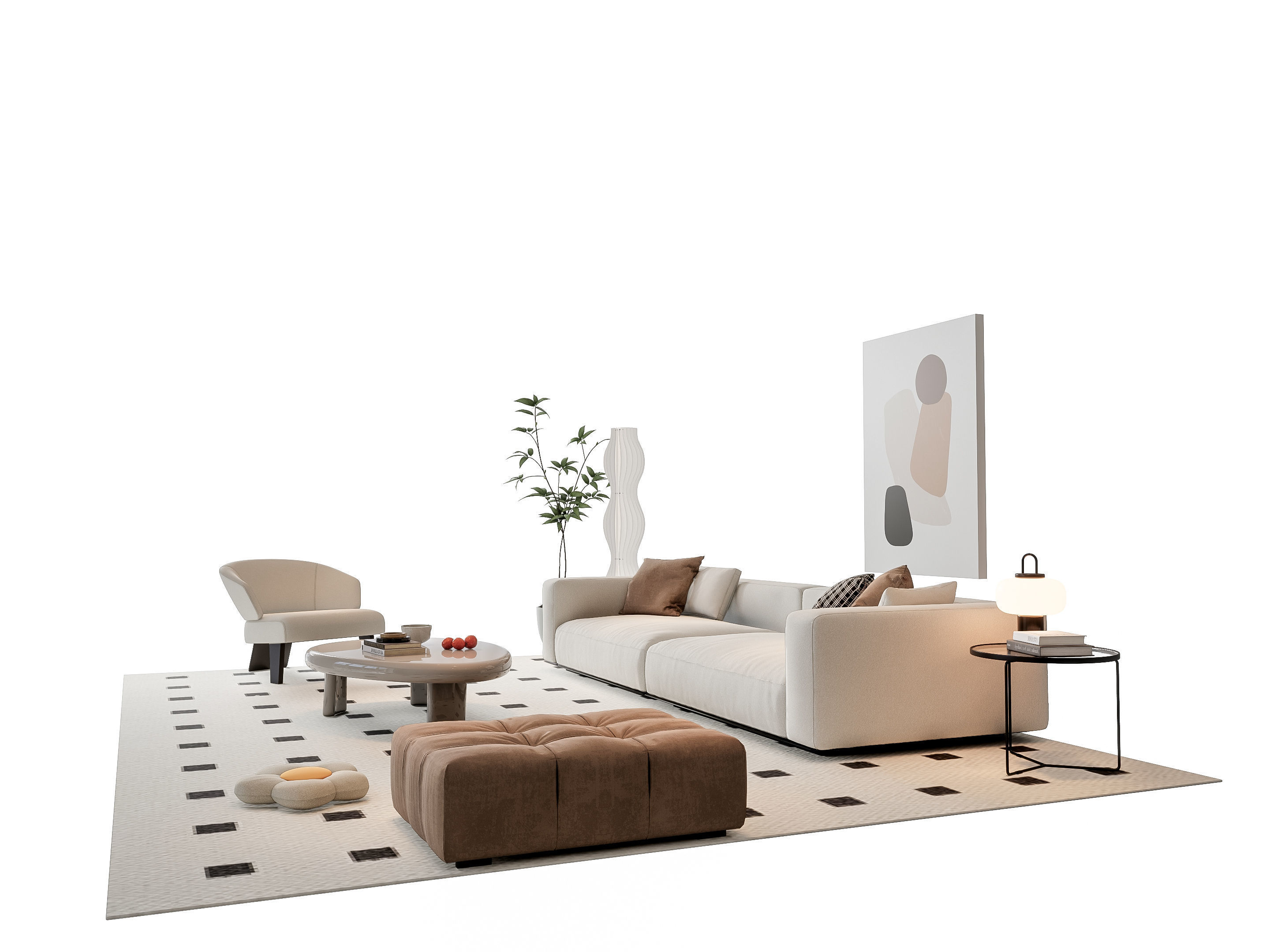 Sofa Coffee table sofa combination 19 3D model_14