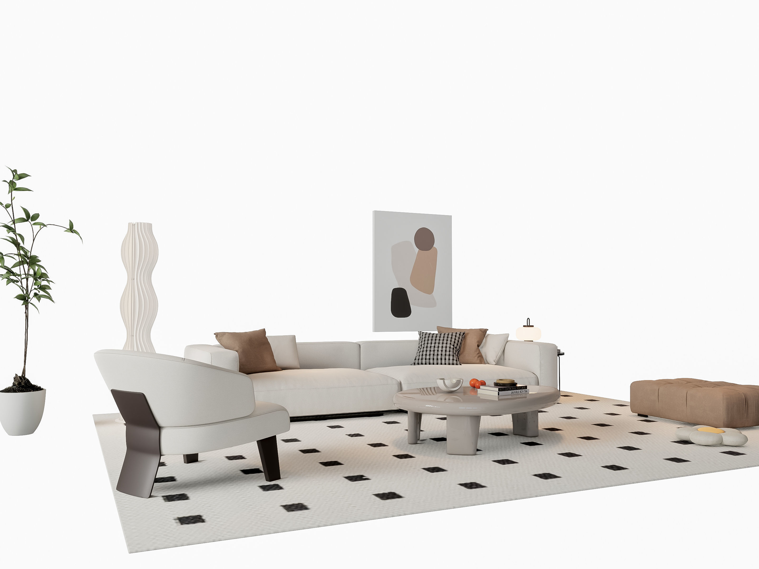 Sofa Coffee table sofa combination 19 3D model_11