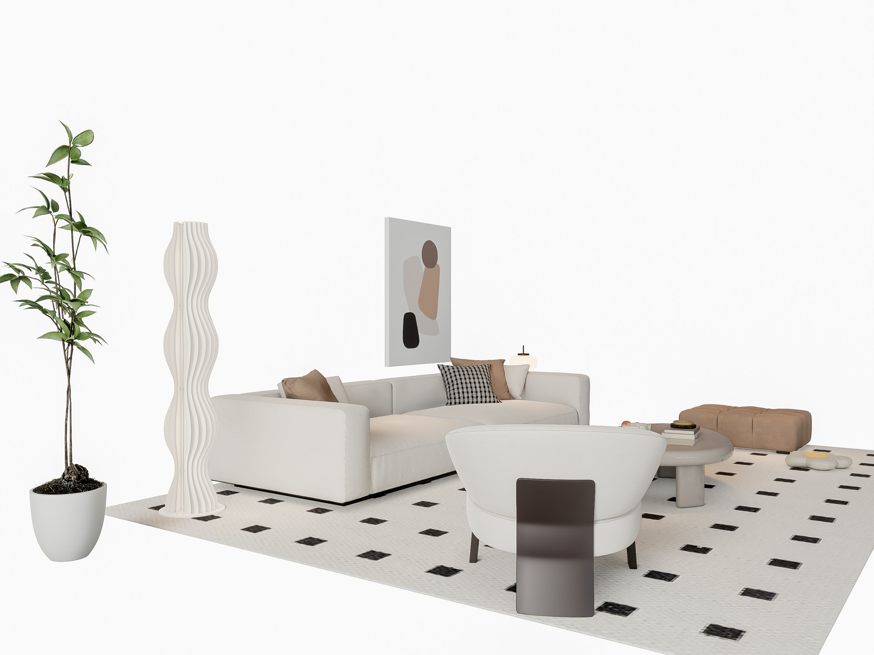 Sofa Coffee table sofa combination 19 3D model_12