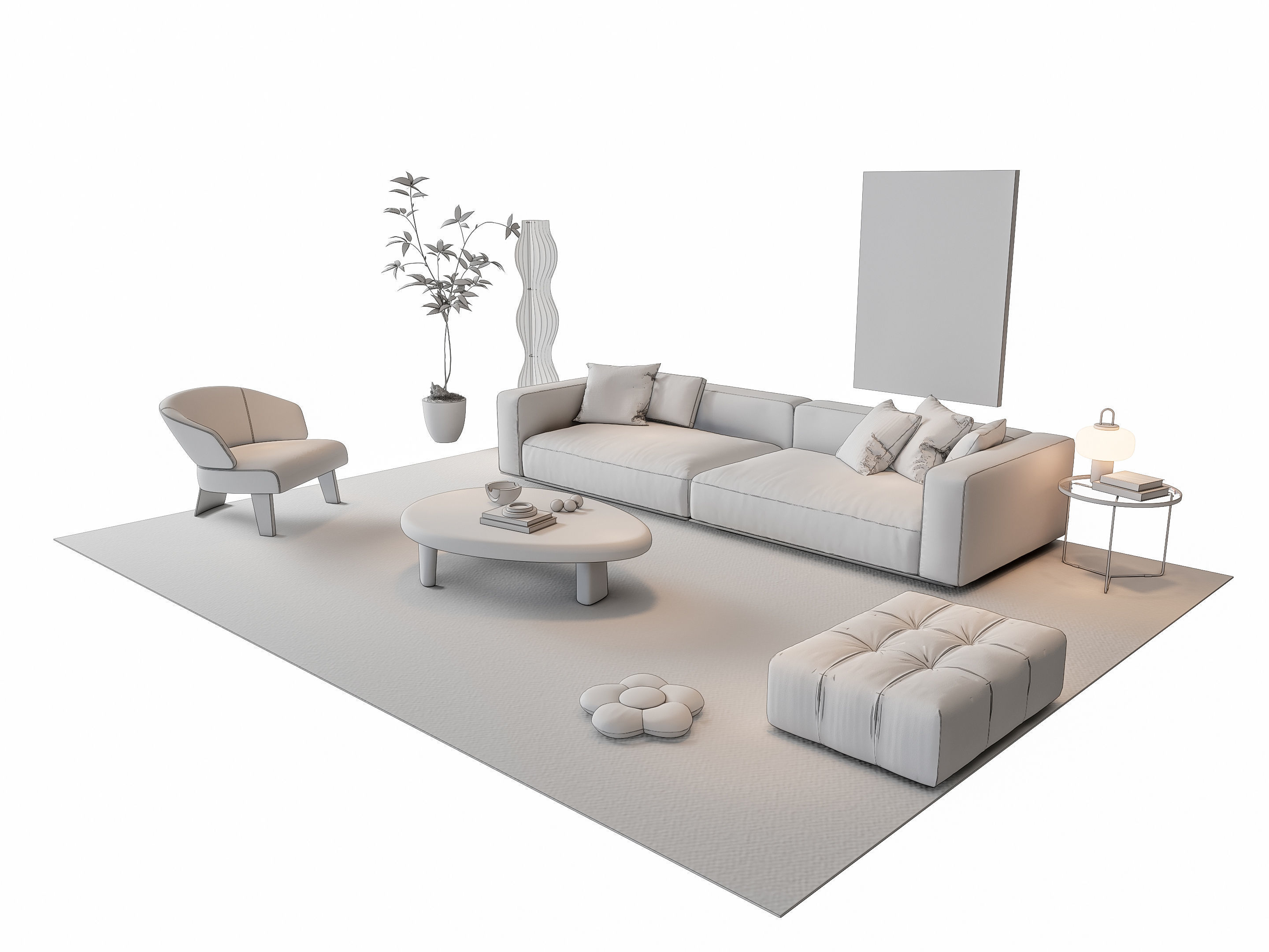 Sofa Coffee table sofa combination 19 3D model_18