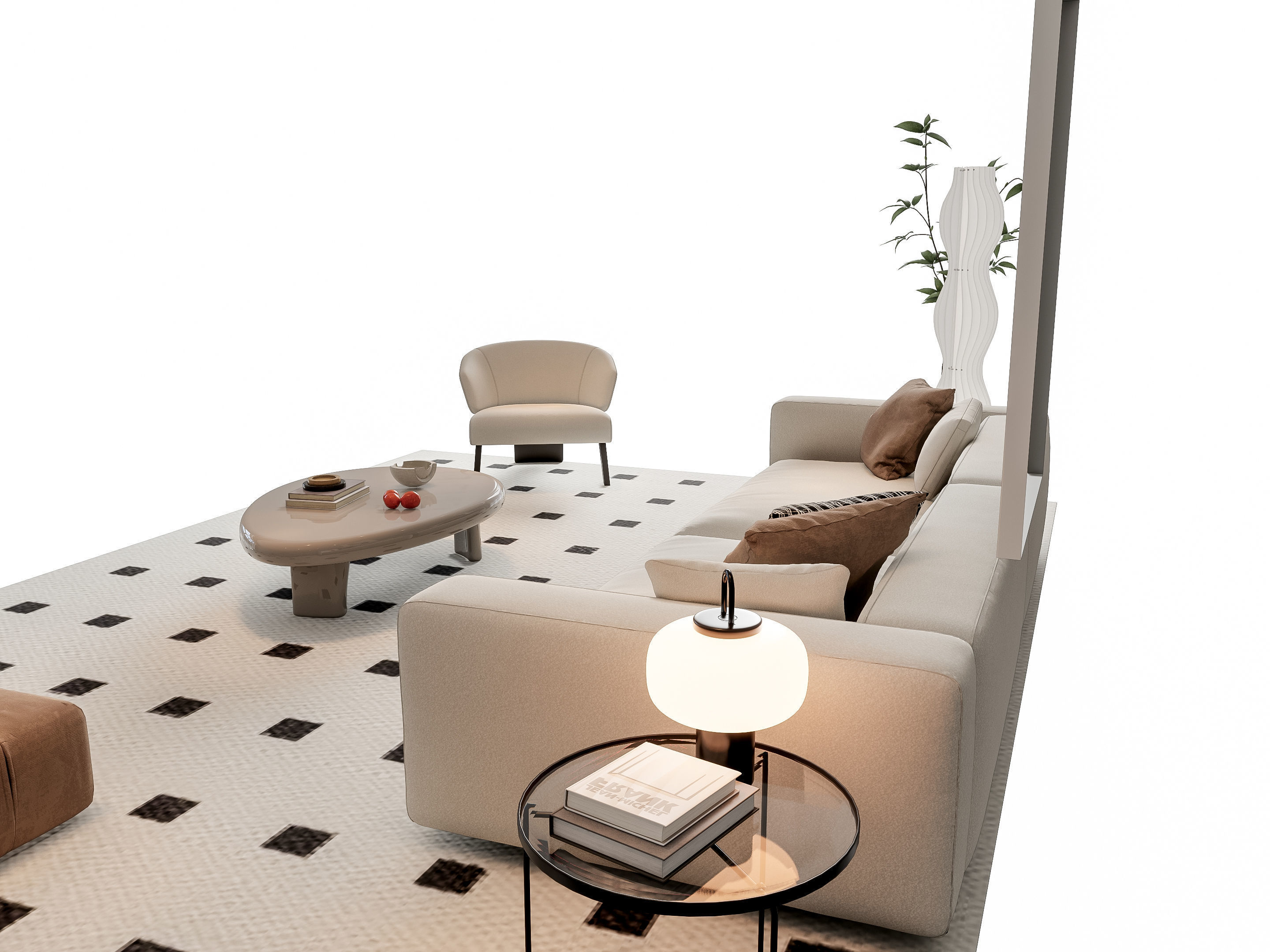Sofa Coffee table sofa combination 19 3D model_3