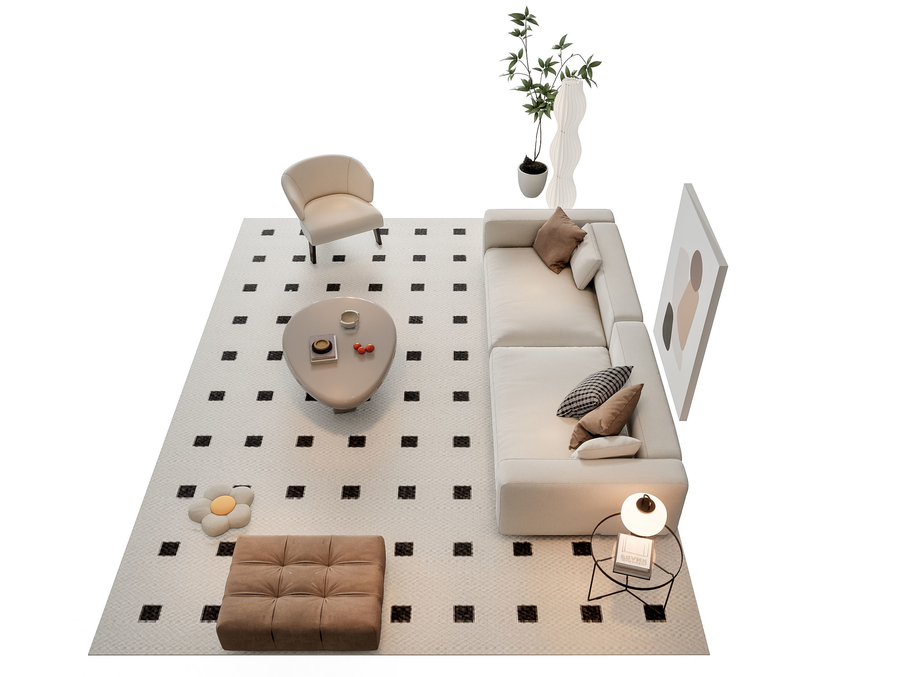 Sofa Coffee table sofa combination 19 3D model_6