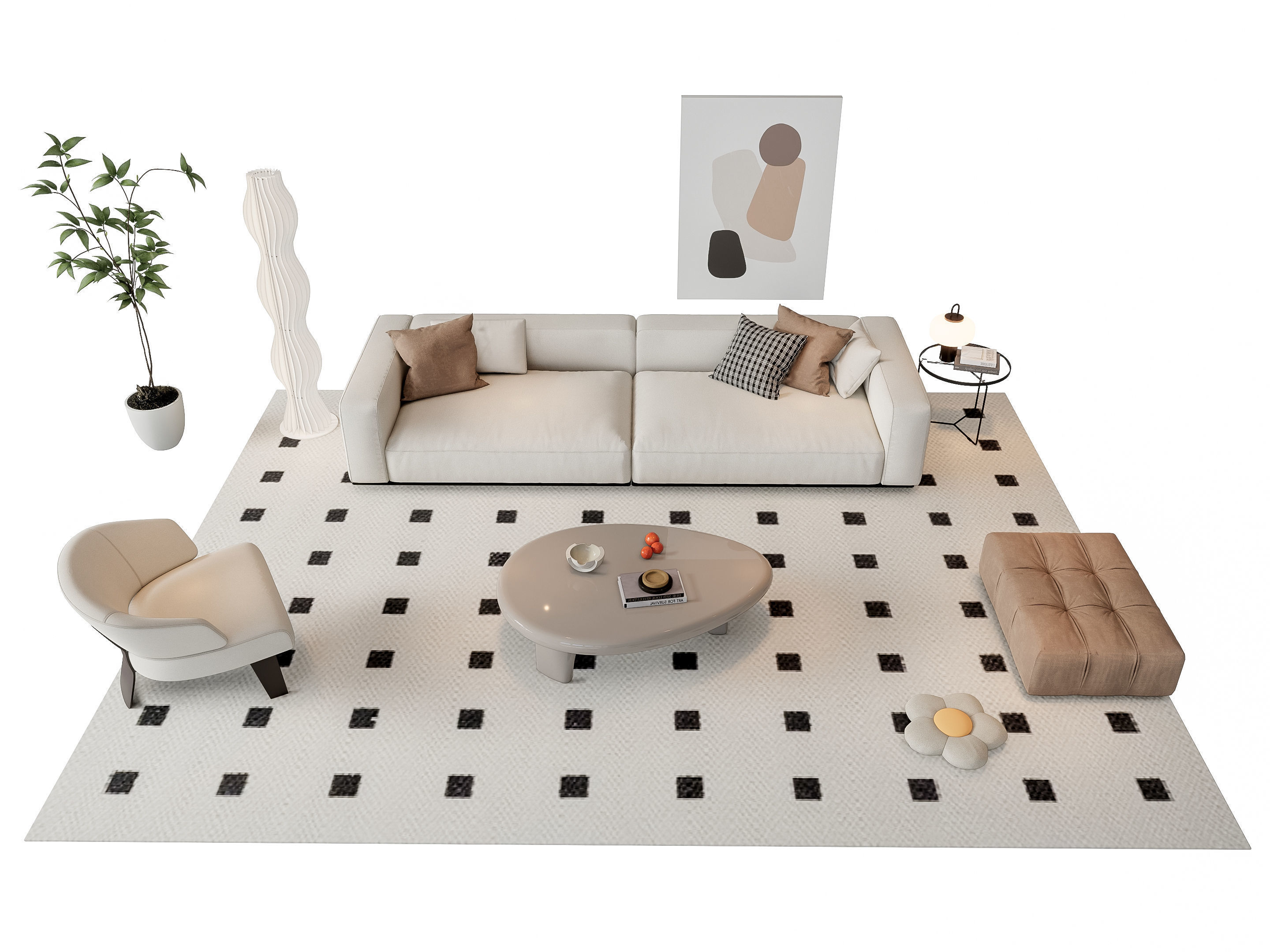 Sofa Coffee table sofa combination 19 3D model_15