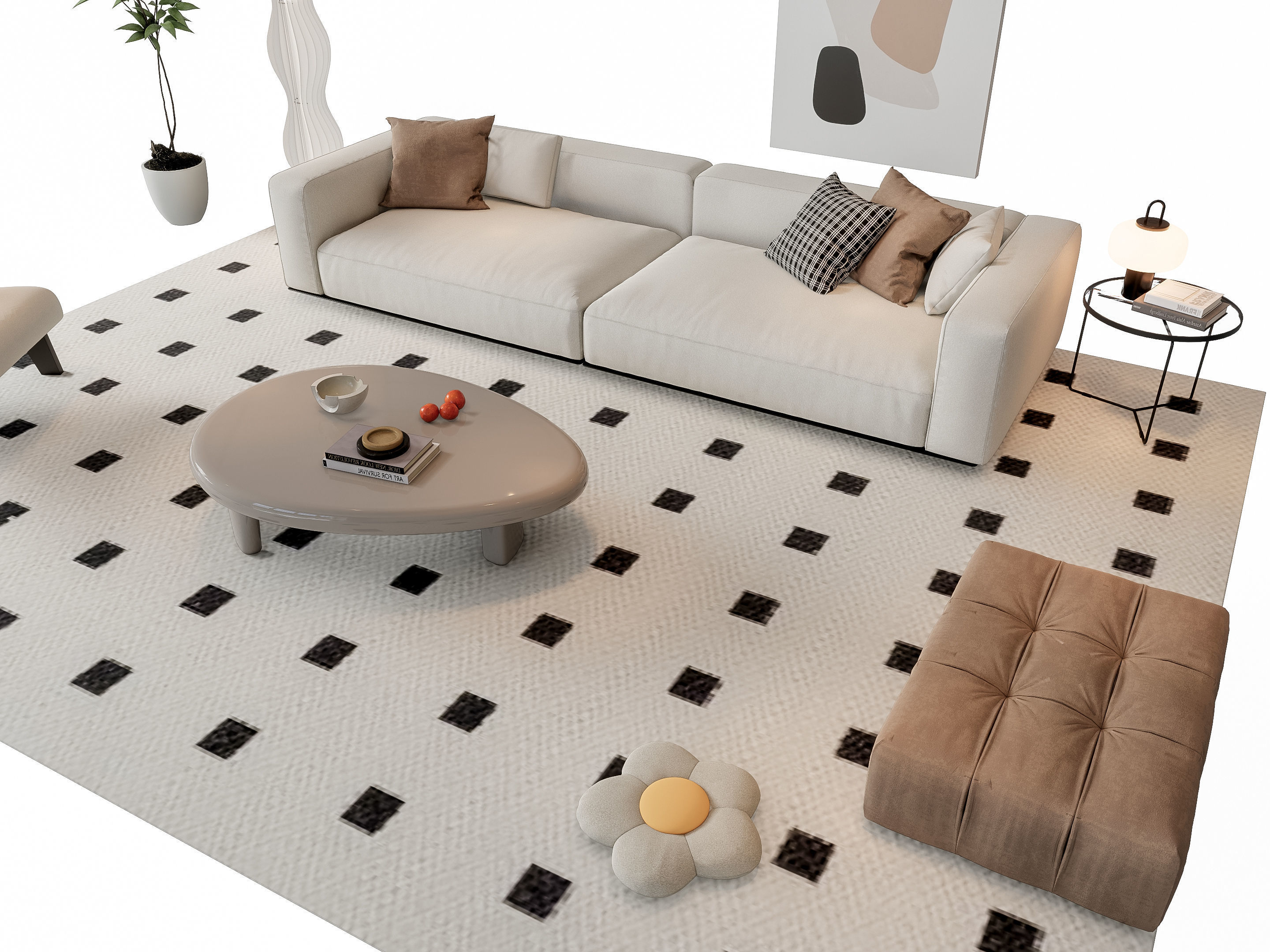Sofa Coffee table sofa combination 19 3D model_4