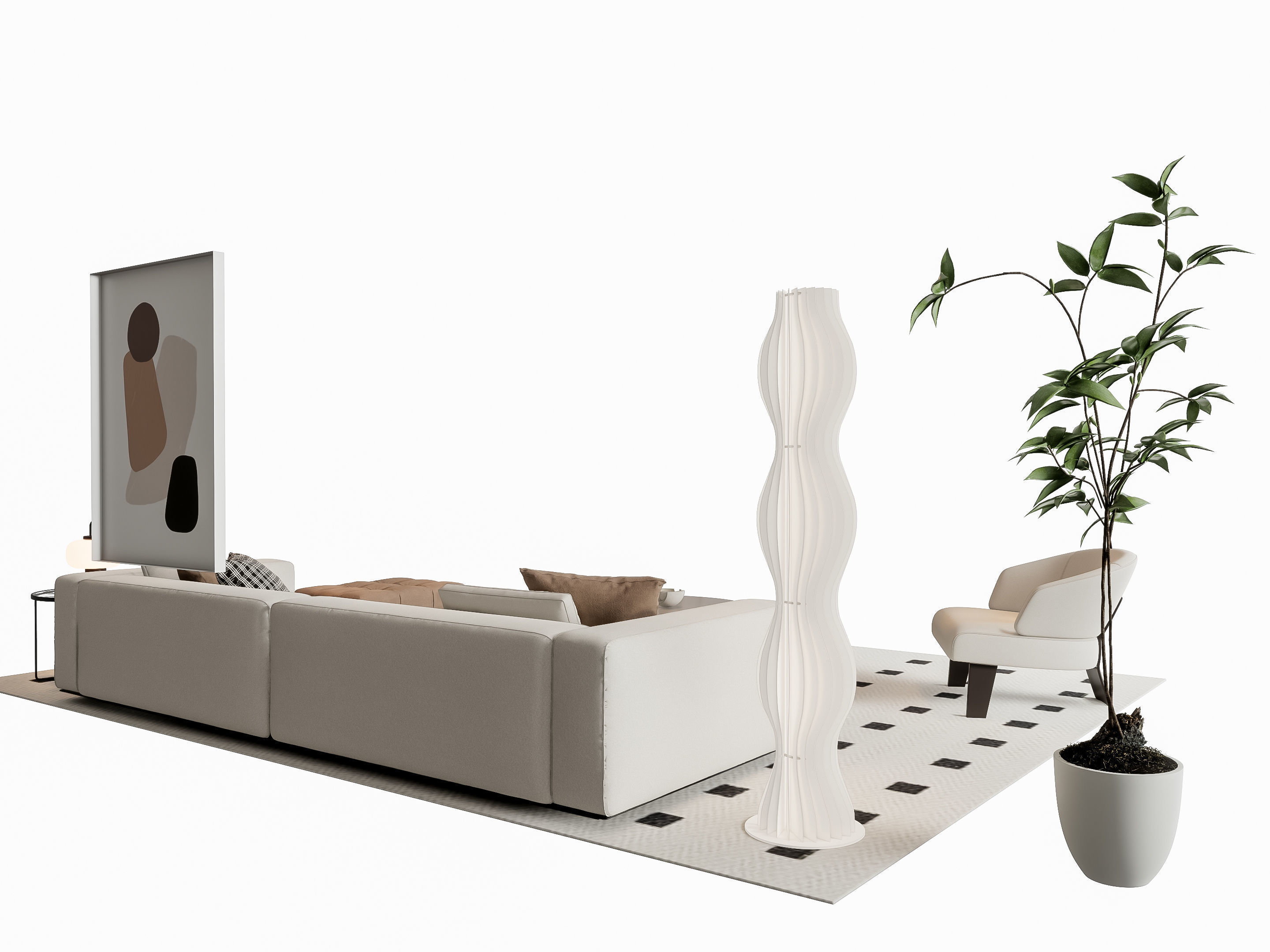 Sofa Coffee table sofa combination 19 3D model_7