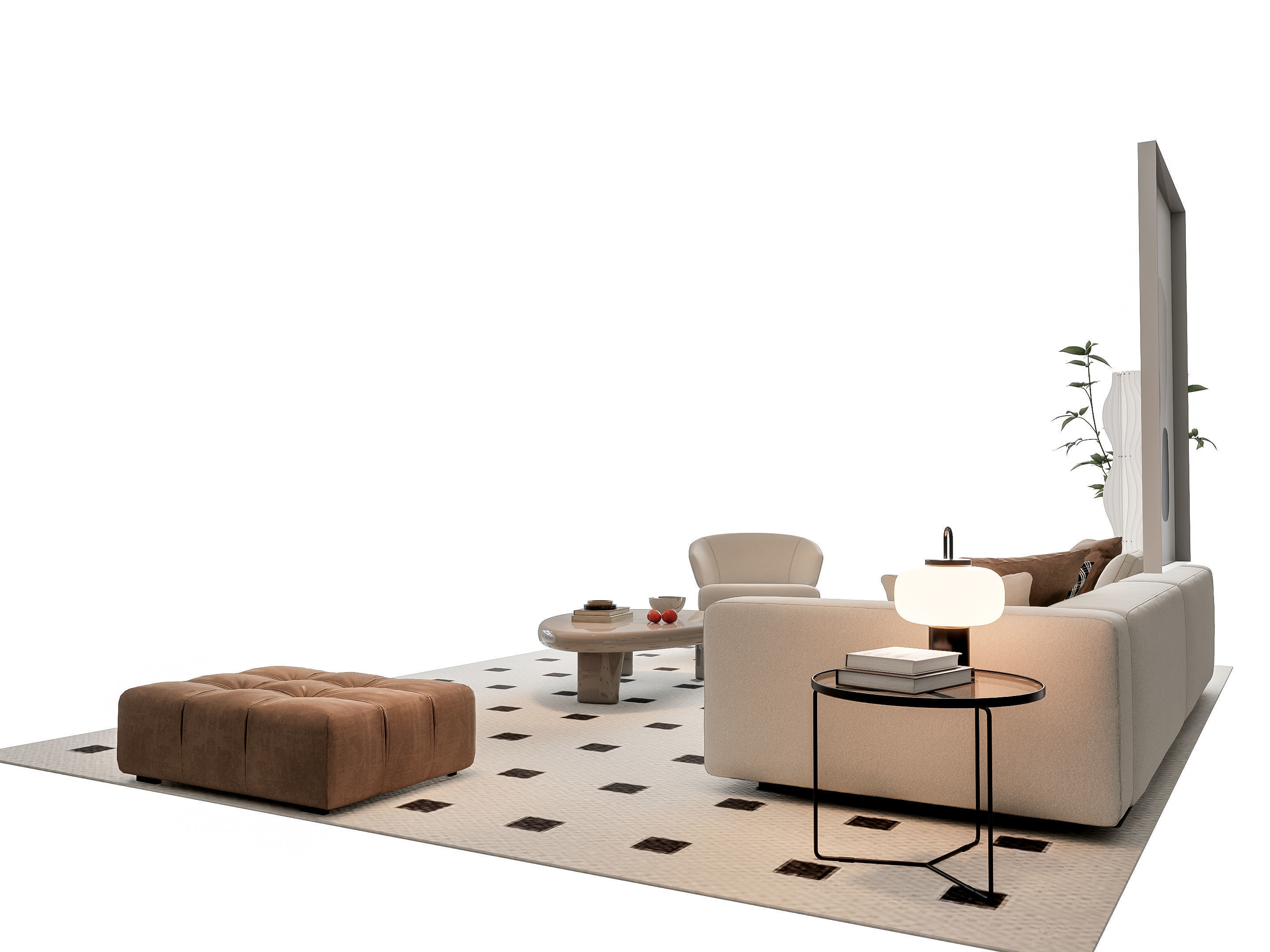 Sofa Coffee table sofa combination 19 3D model_13