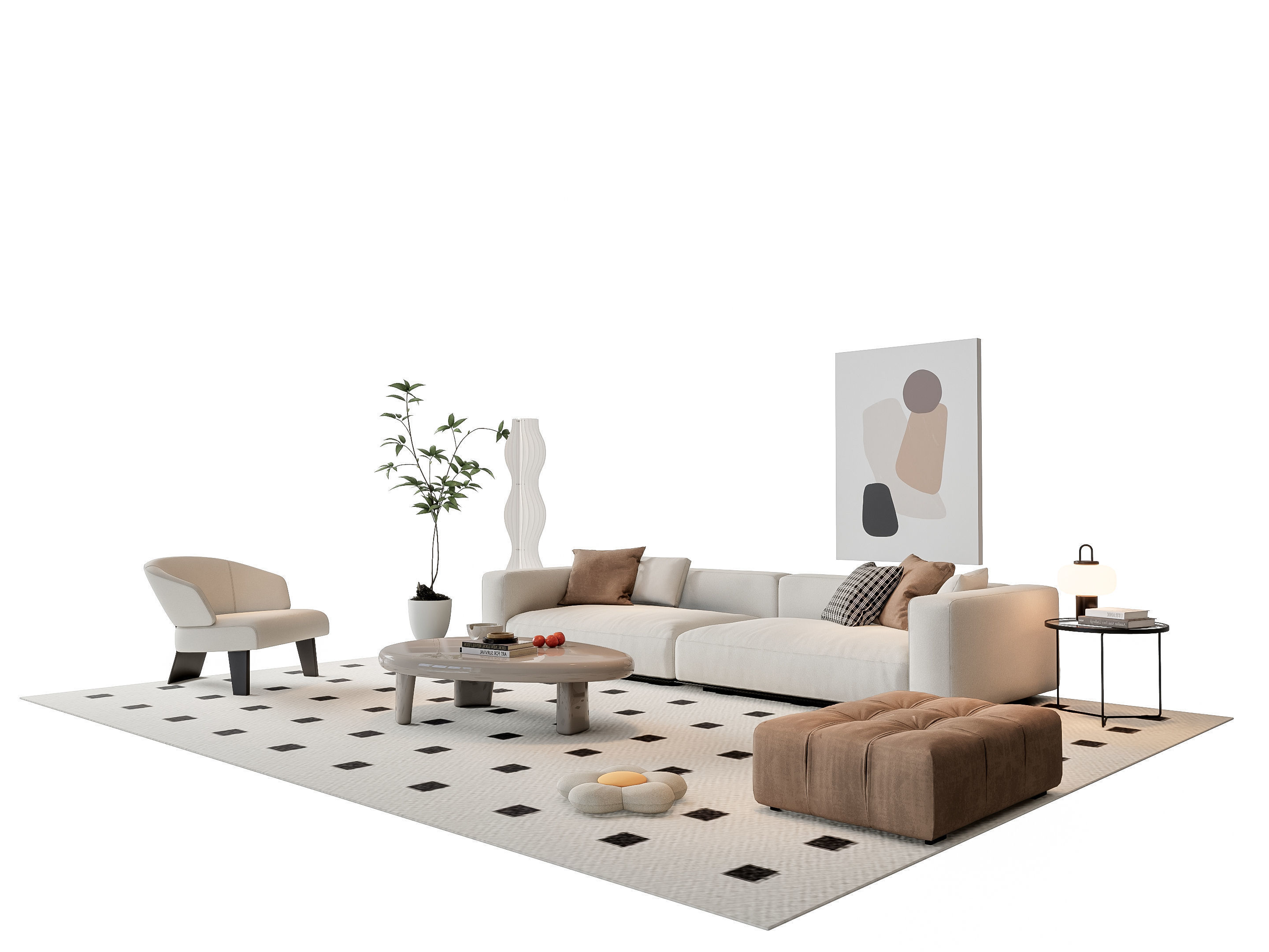 Sofa Coffee table sofa combination 19 3D model_17