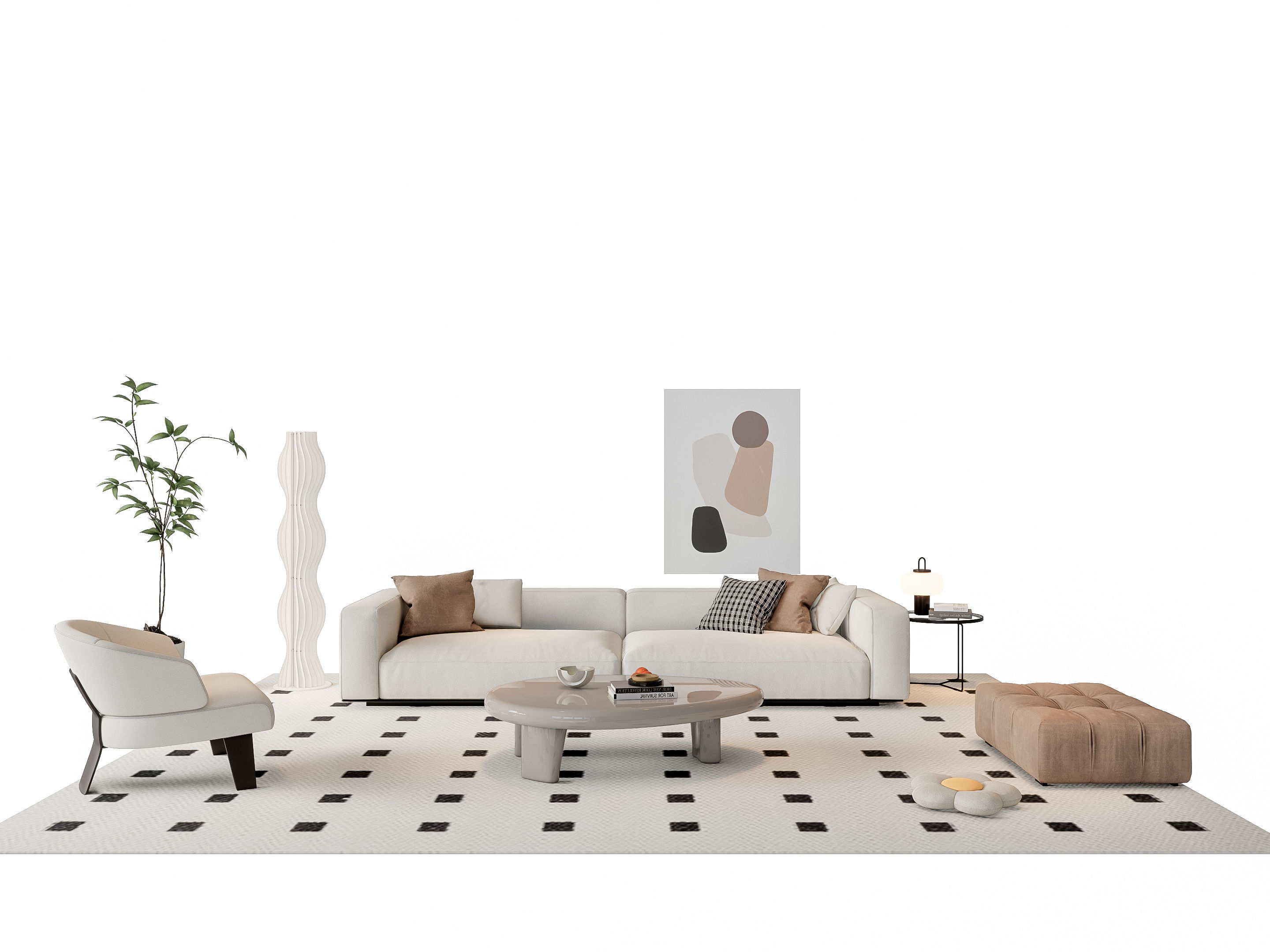Sofa Coffee table sofa combination 19 3D model_16