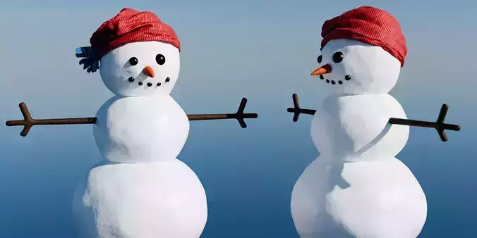 Stylized Snowman - Blender - Rigged and Baked Low-poly 3D model
