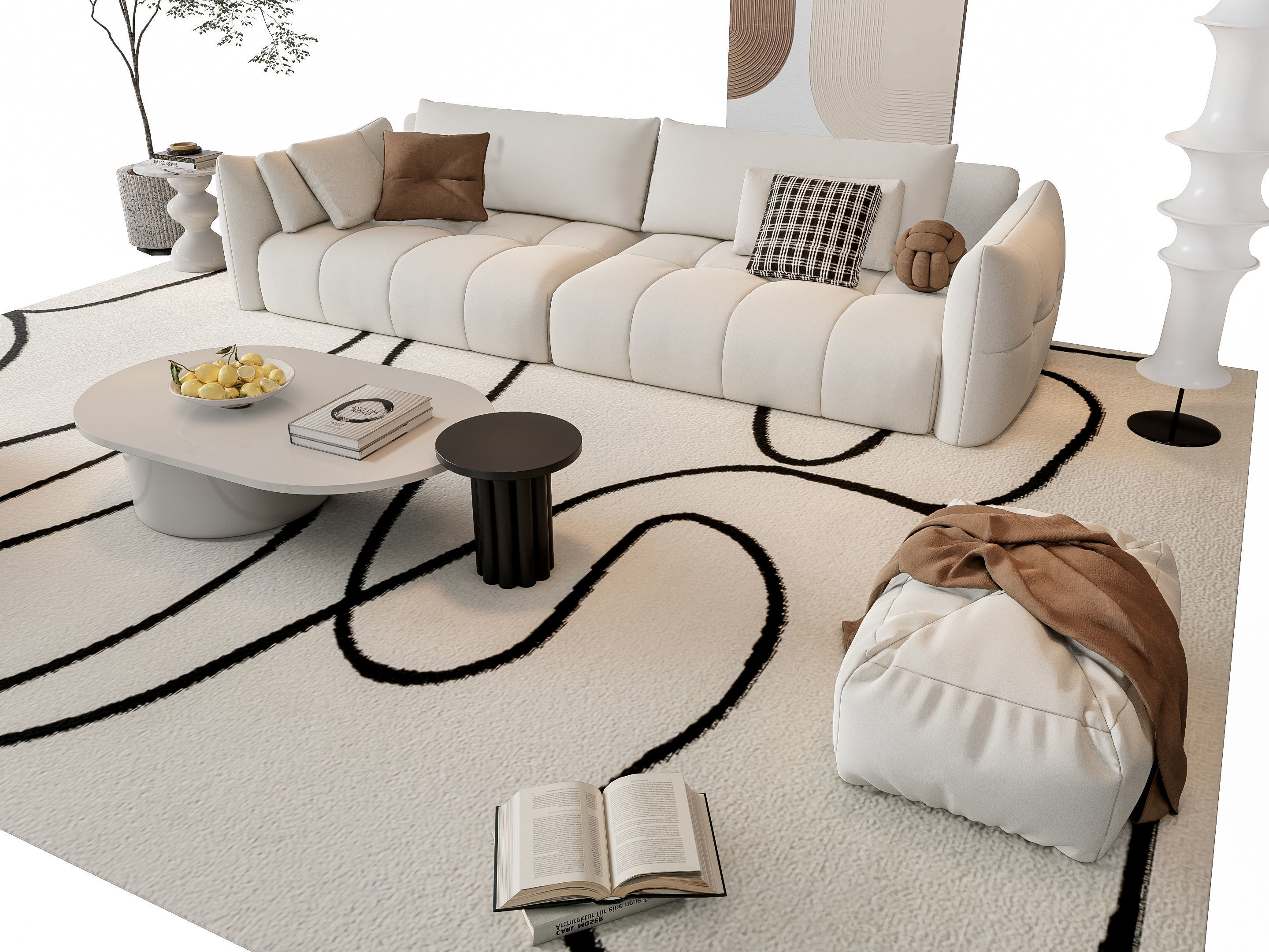 Sofa Coffee table sofa combination 20 3D model_6