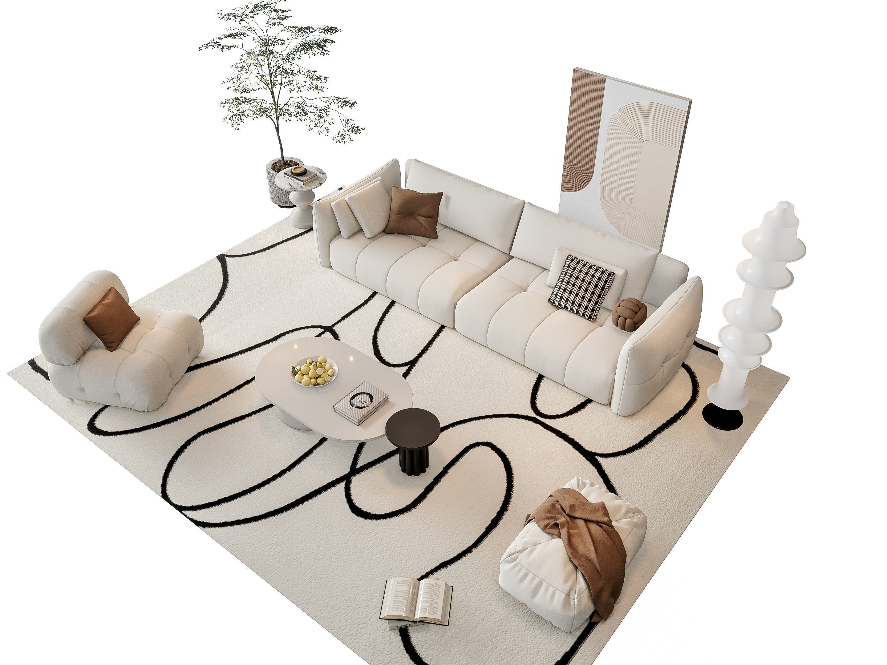 Sofa Coffee table sofa combination 20 3D model_3