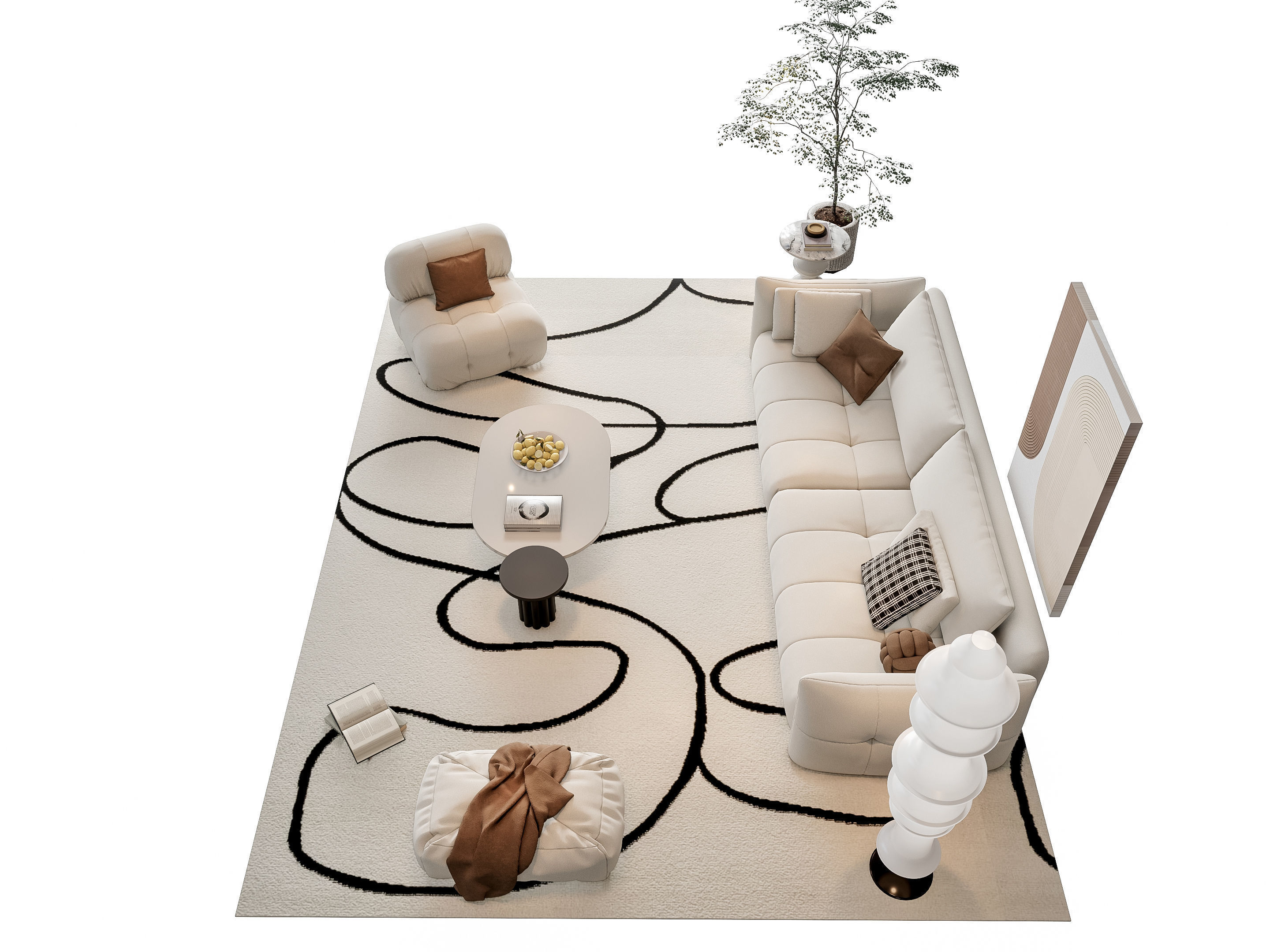 Sofa Coffee table sofa combination 20 3D model_2