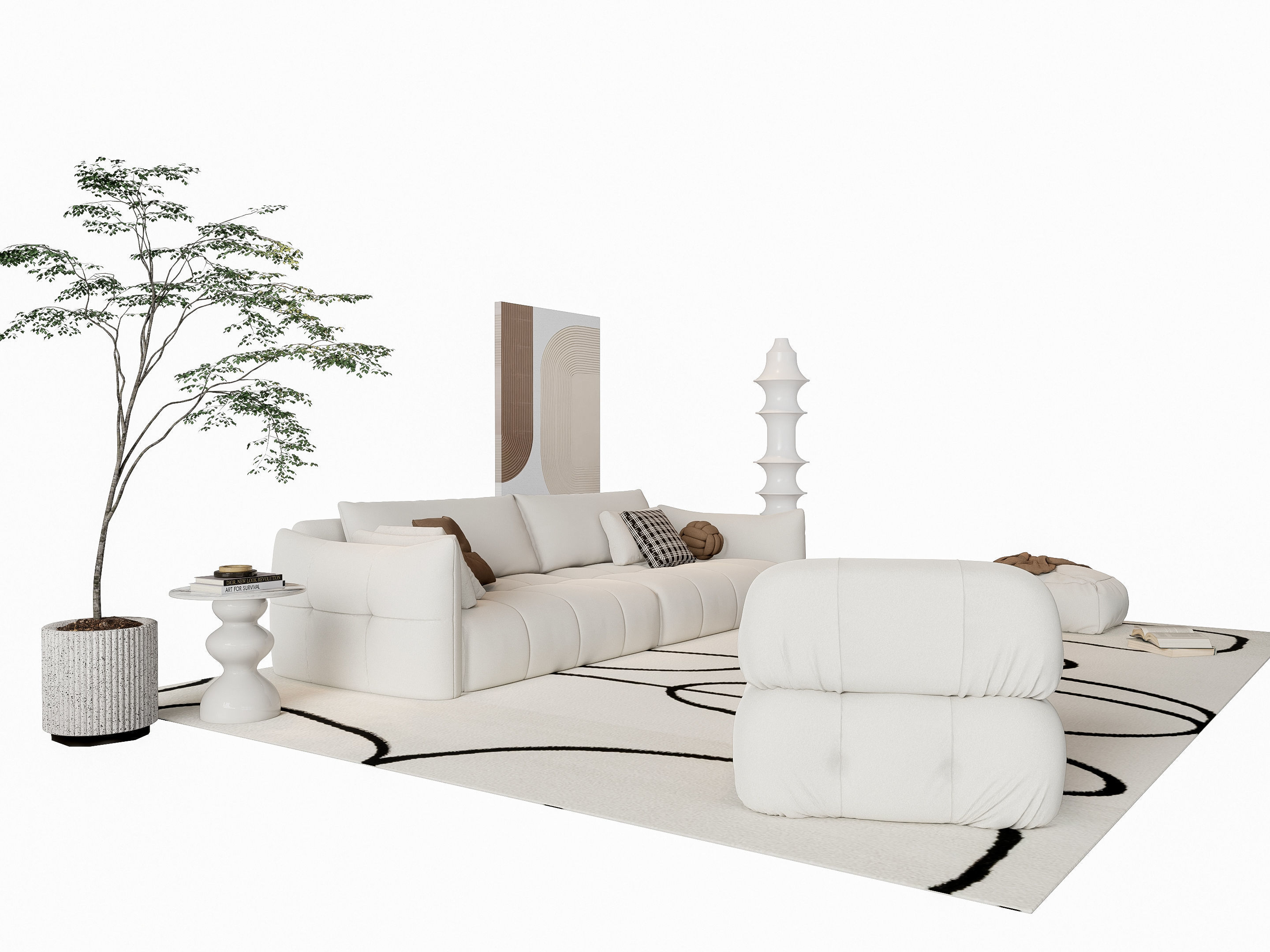 Sofa Coffee table sofa combination 20 3D model_16