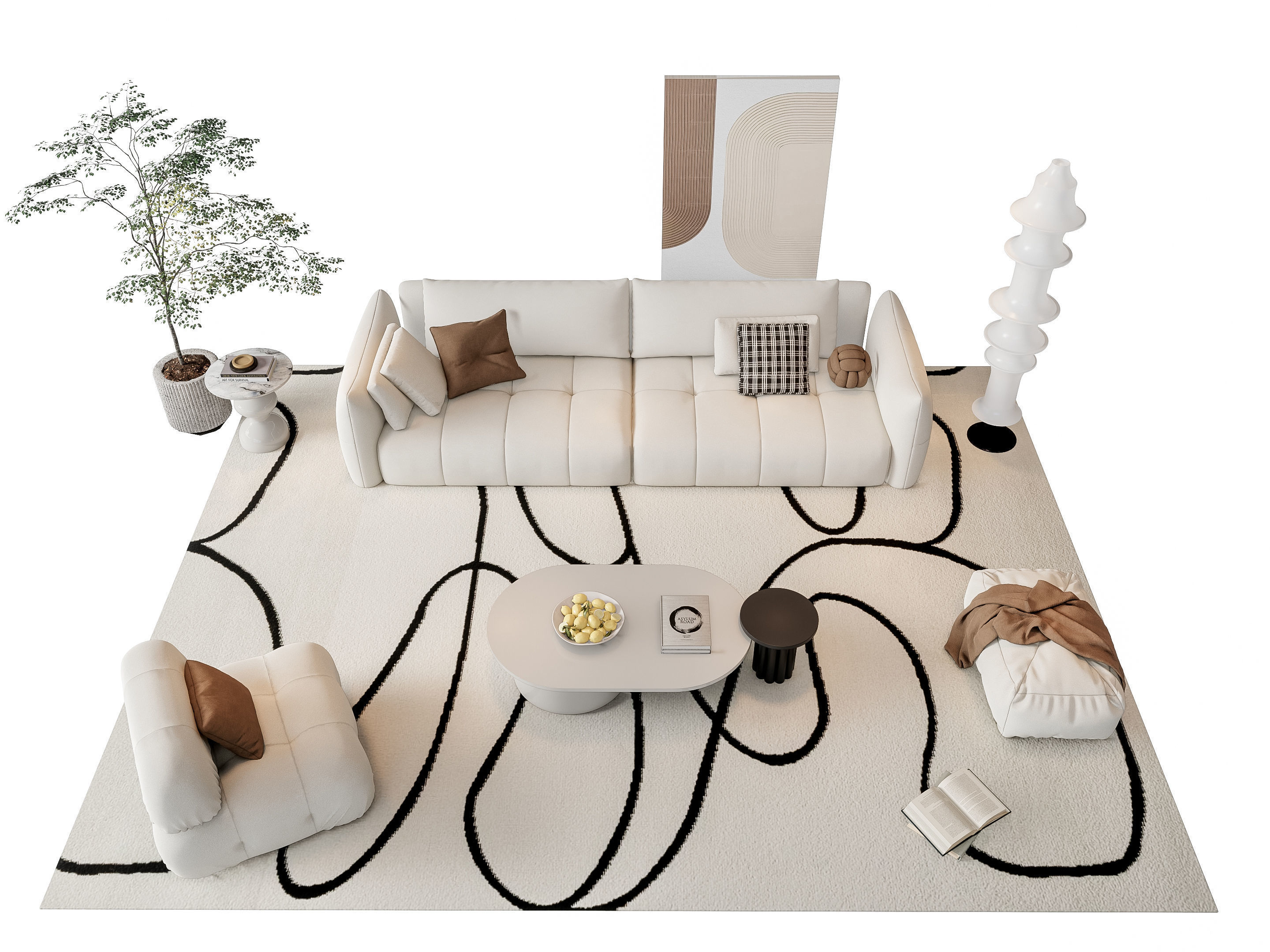 Sofa Coffee table sofa combination 20 3D model_8