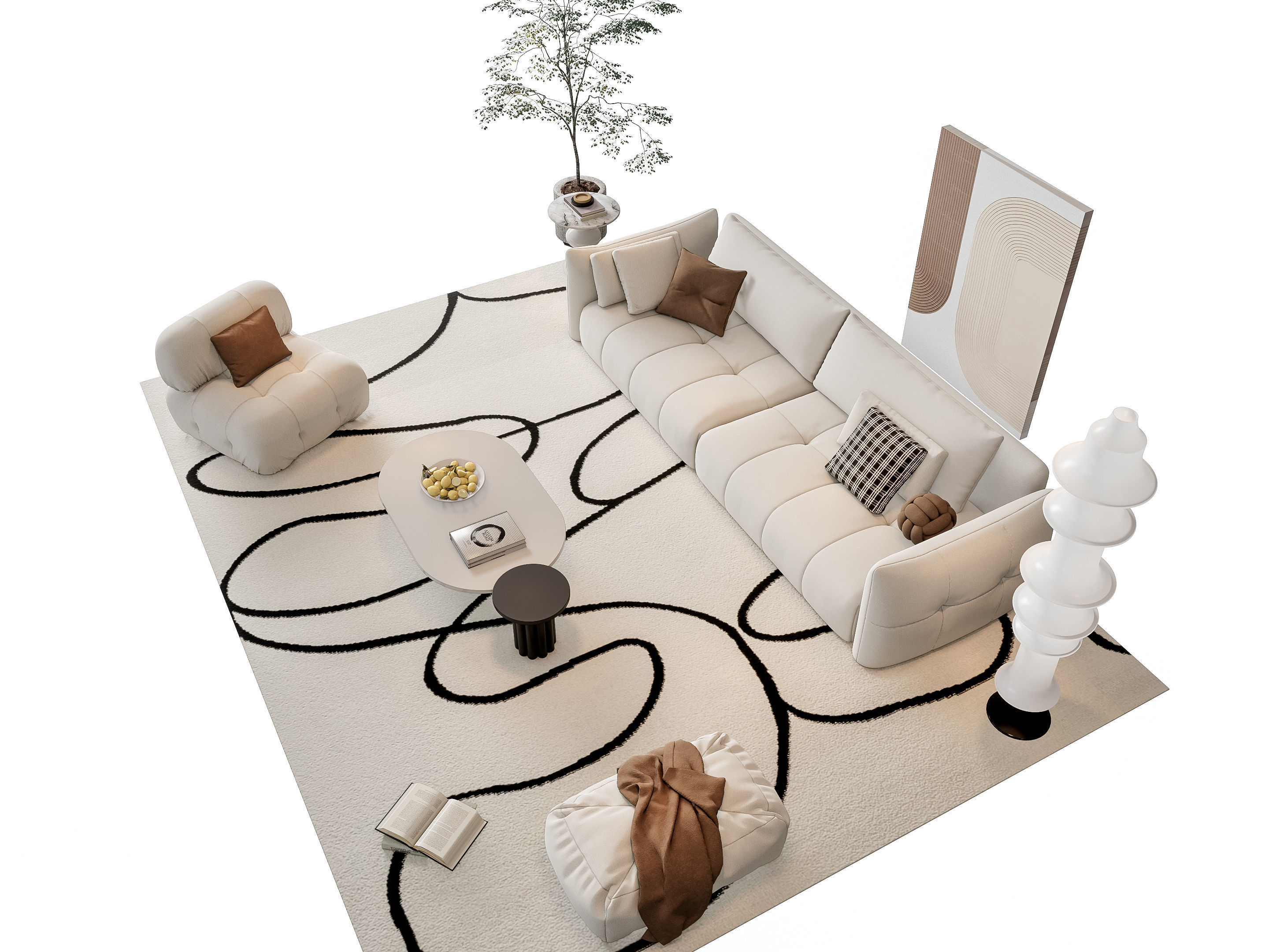 Sofa Coffee table sofa combination 20 3D model_7