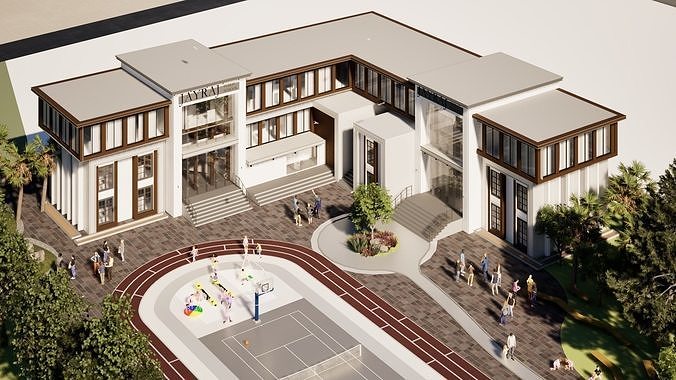 Detail School and university Campus 3d model Low-poly 3D model 5