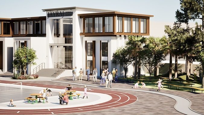 Detail School and university Campus 3d model Low-poly 3D model 4