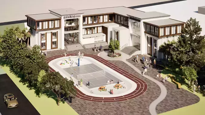 Detail School and university Campus 3d model Low-poly 3D model