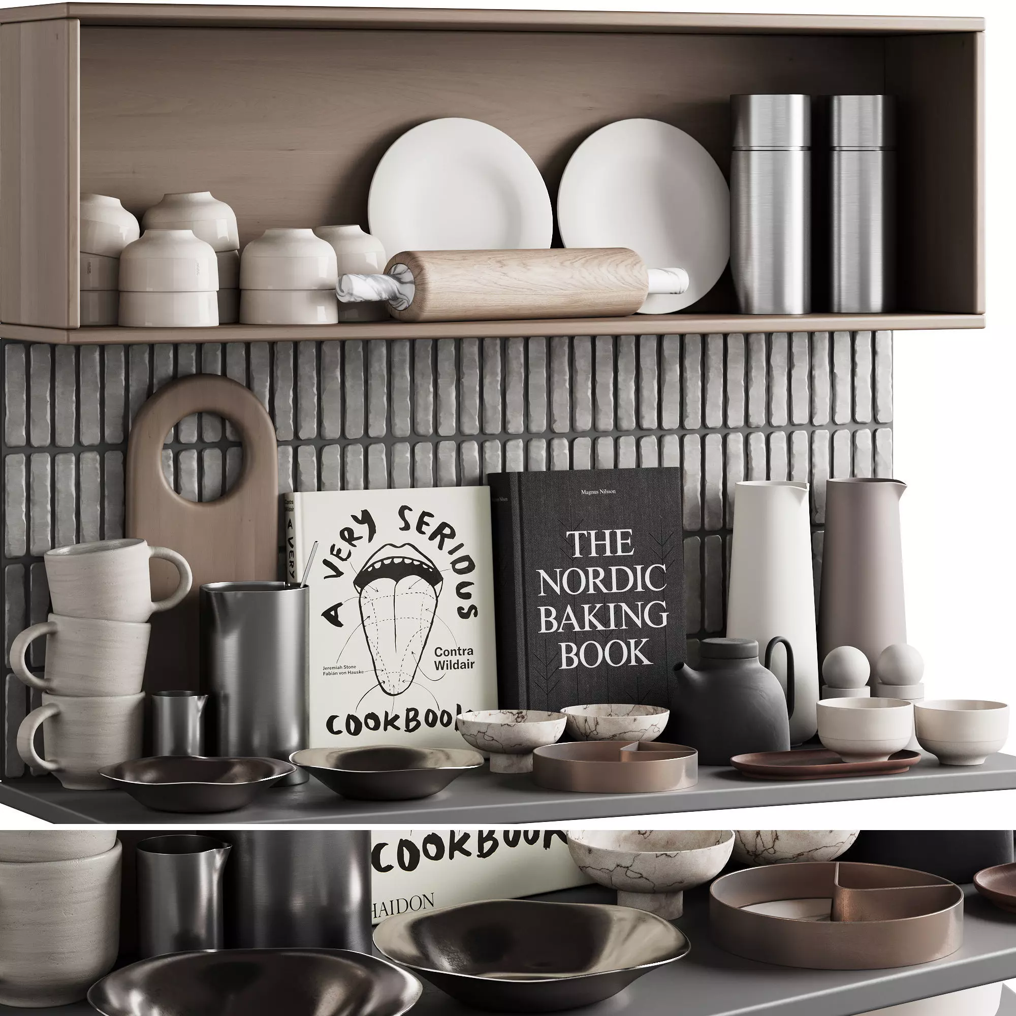 512 kitchen decor set accessories 09 dishes and coffee kit 3D model