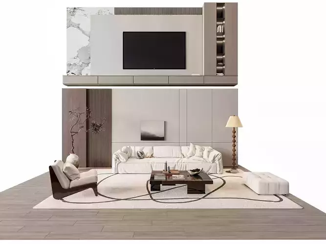 Sofa Coffee table sofa back panel TV wall Living room set 7