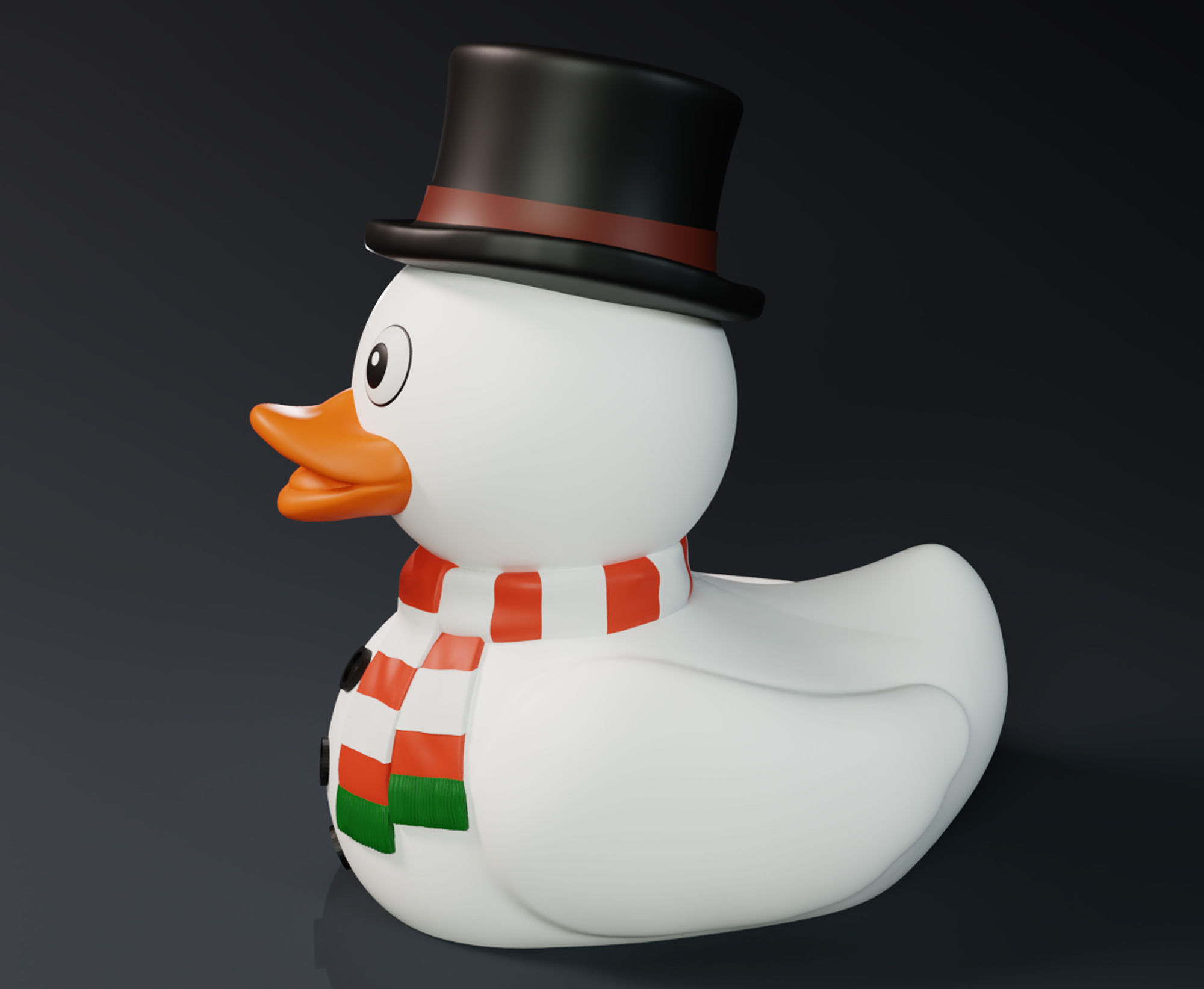 Cute Snowman Rubber Duck 3D print model_1