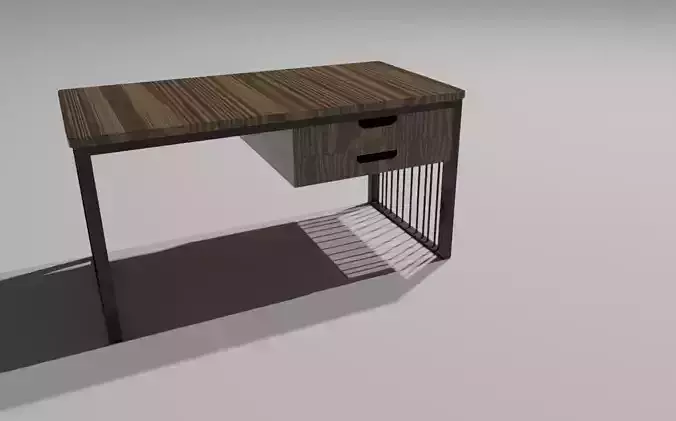 Modern Wooden Office Table with Metal Frame  HighPoly 3D Model 3D model Modern Wooden Office Table with Metal Frame  HighPoly 3D Model 3D model