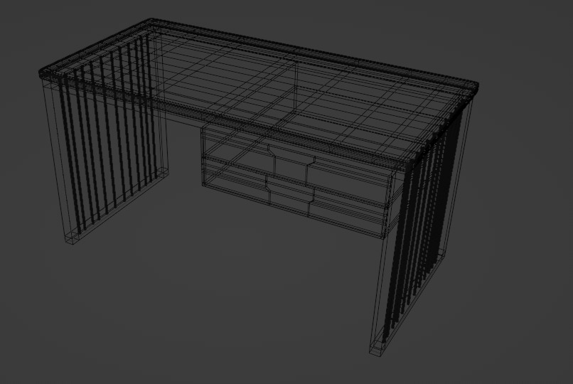 Modern Wooden Office Table with Metal Frame  HighPoly 3D Model 3D model_3