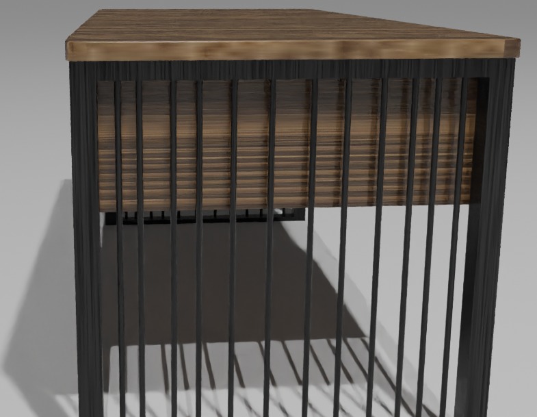 Modern Wooden Office Table with Metal Frame  HighPoly 3D Model 3D model_5