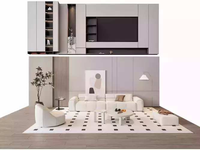 Sofa Coffee table sofa back panel TV wall Living room set 9