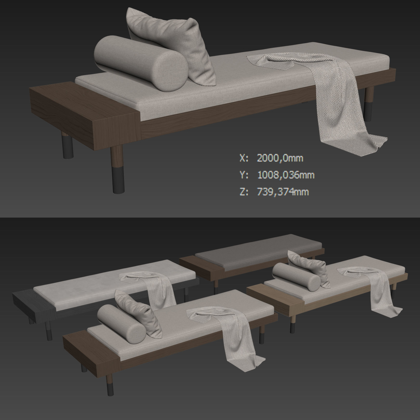Banquette Mi By Kann Design 3D model_6