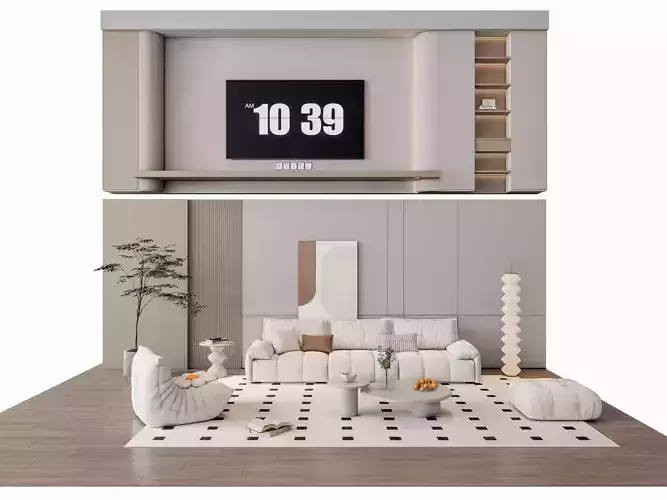 Sofa Coffee table sofa back panel TV wall Living room set 10
