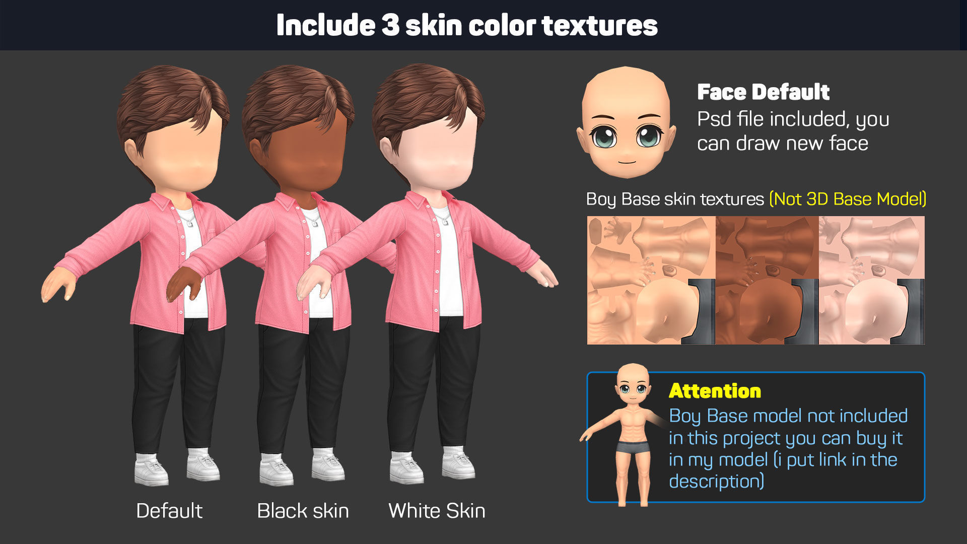 Boy Character V1 - Outfit Customization Low-poly 3D model_5