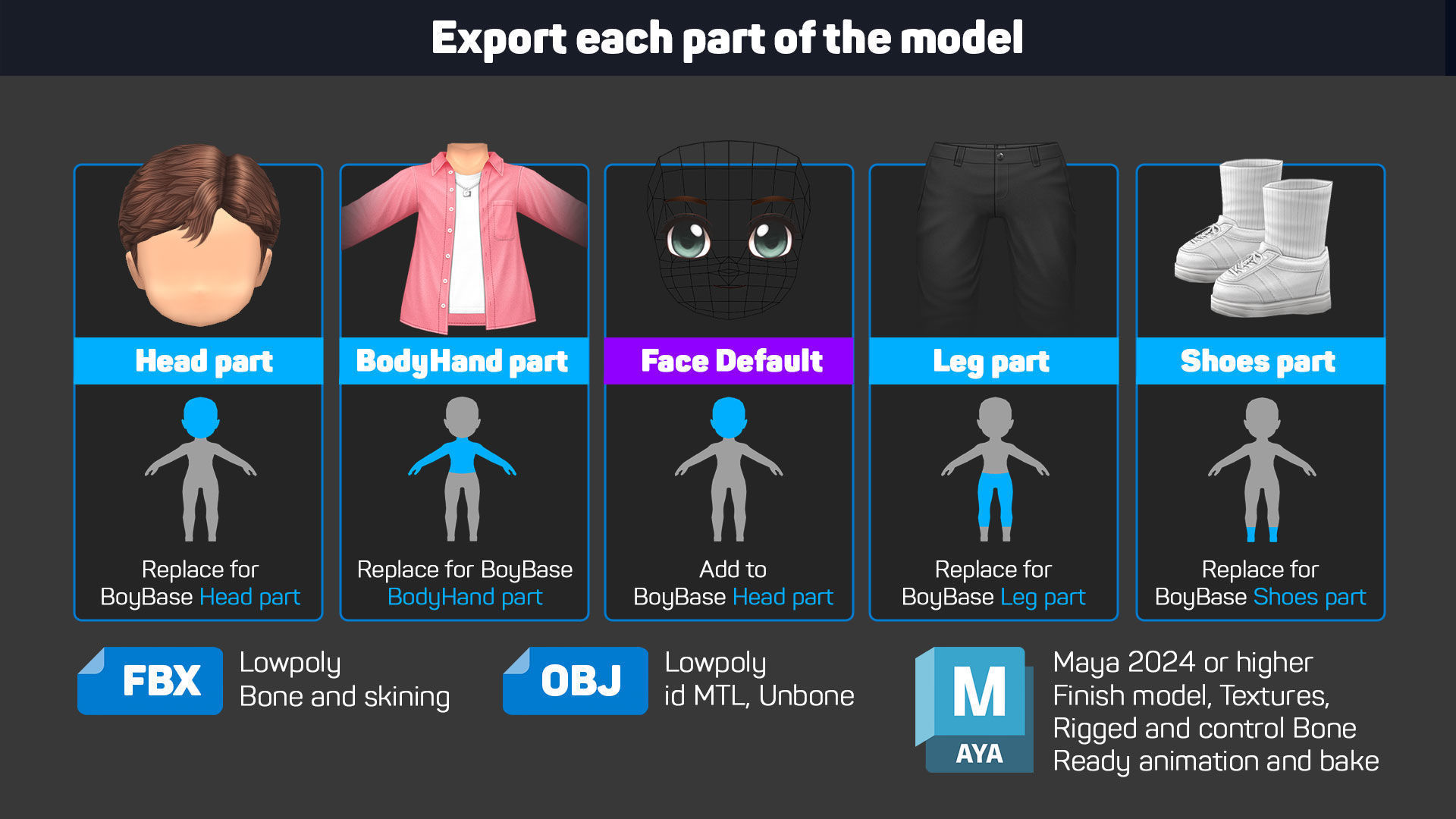 Boy Character V1 - Outfit Customization Low-poly 3D model_6